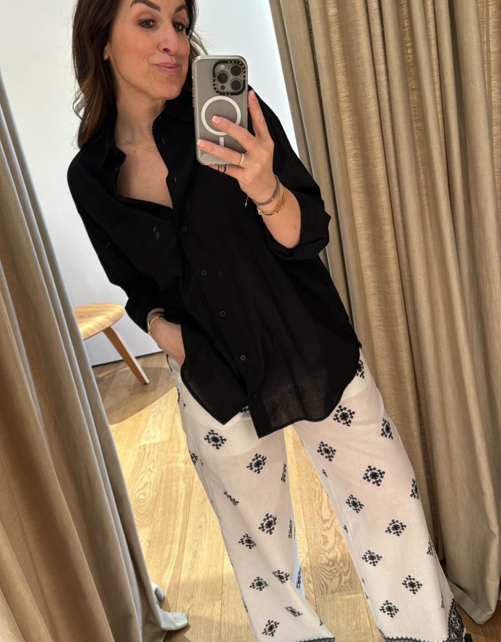 La Rouge Grace Pants White Black Print