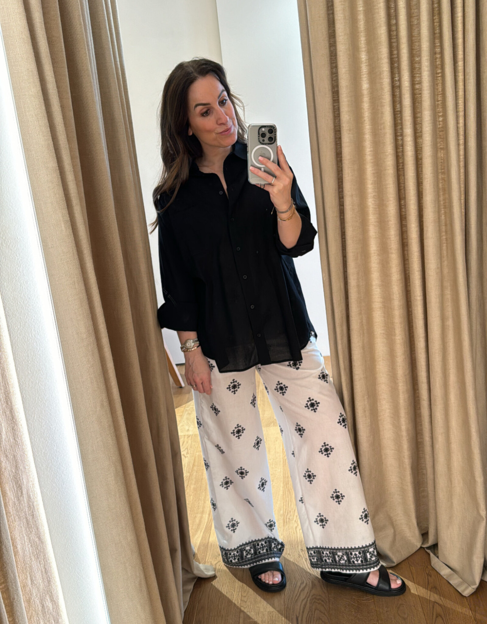 La Rouge Grace Pants White Black Print