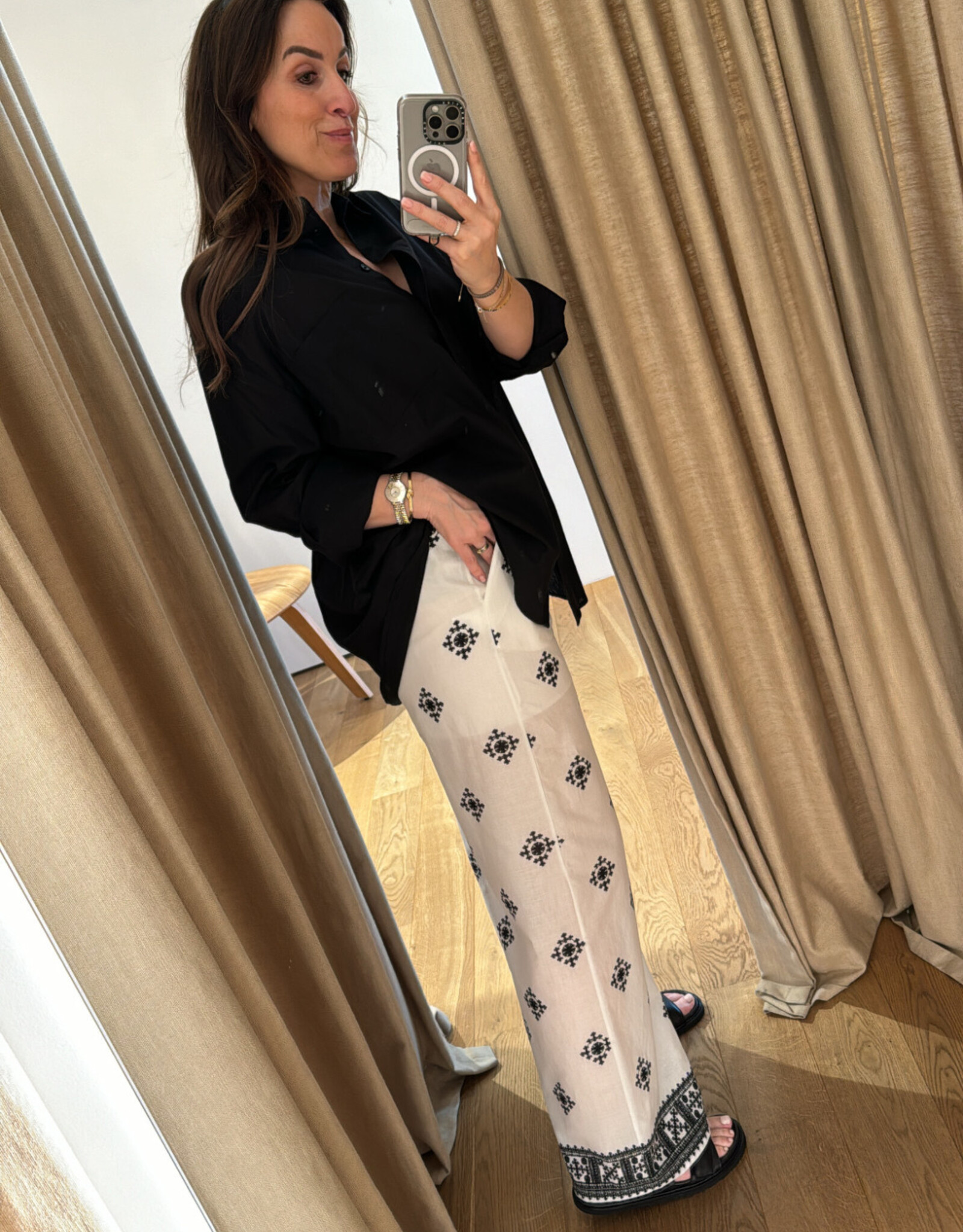 La Rouge Grace Pants White Black Print