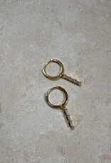 Amber Ring Bar Stones Earring per stuk