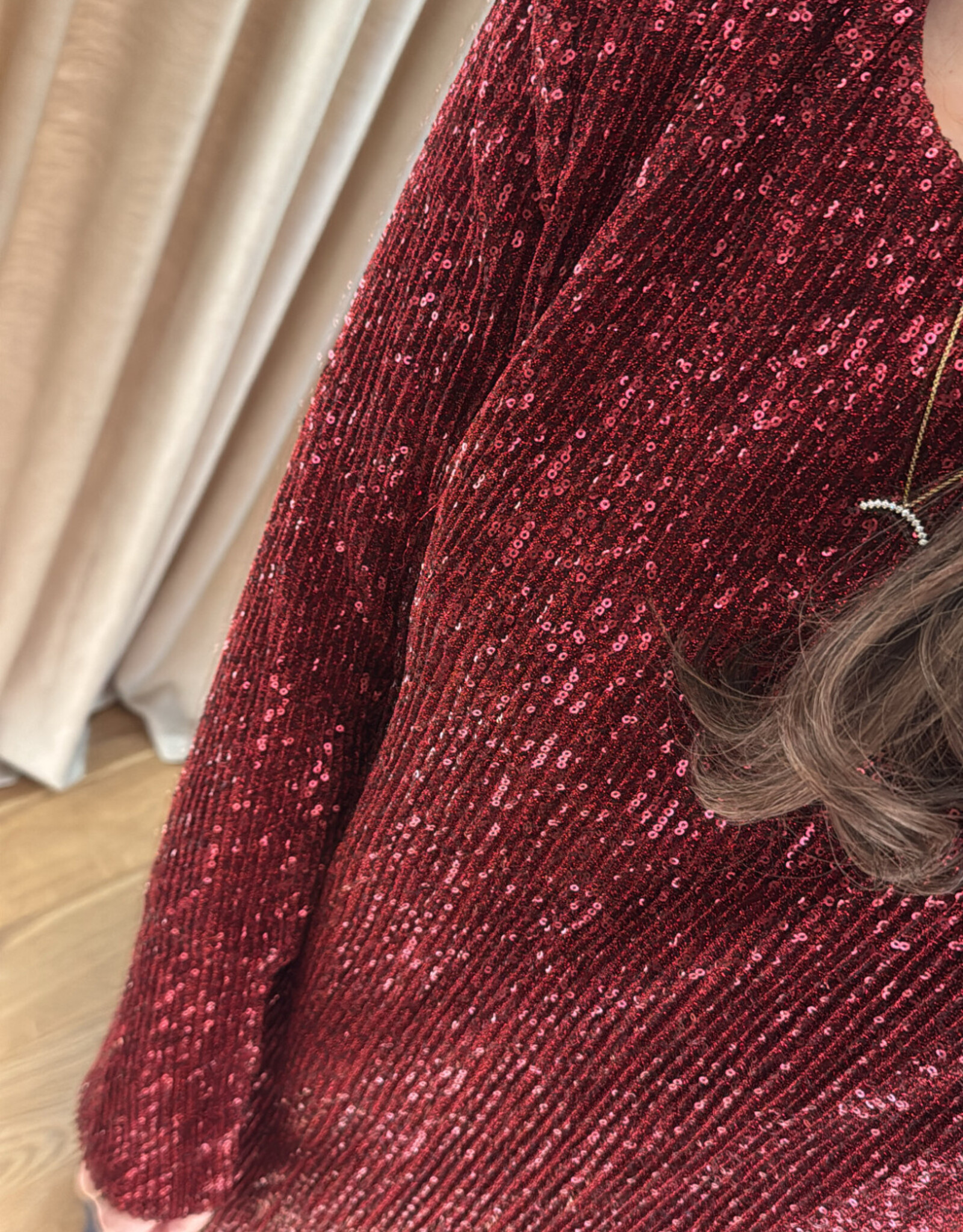 Stine Goya Short Dress Sequins Jersey Red