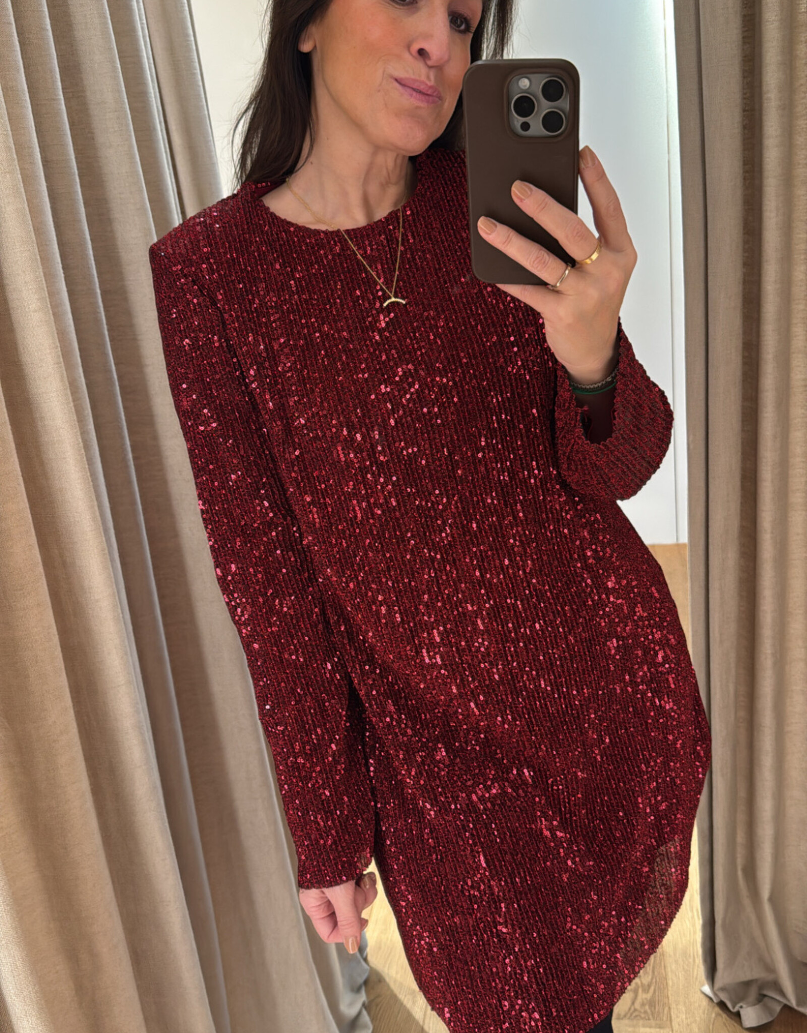 Stine Goya Short Dress Sequins Jersey Red