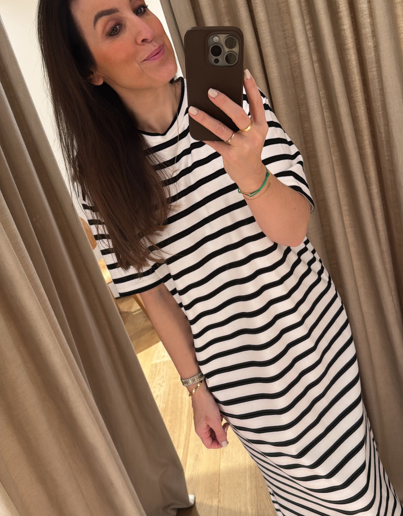 Âme Eva Dress Black Striped