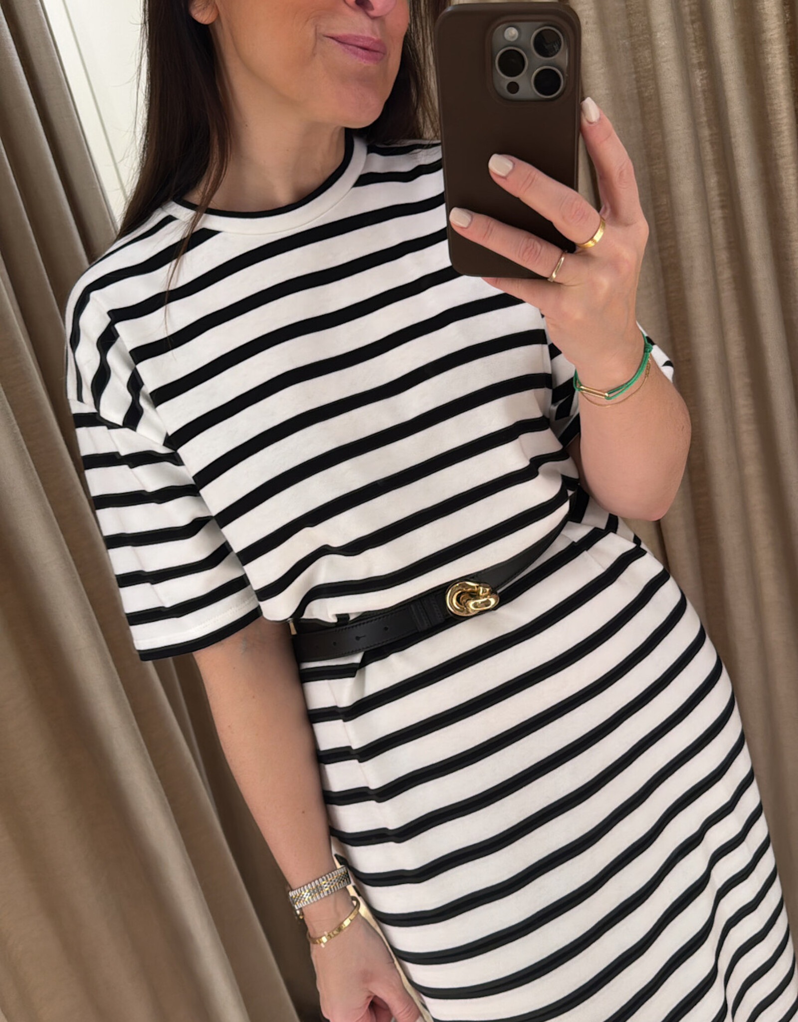Âme Eva Dress Black Striped