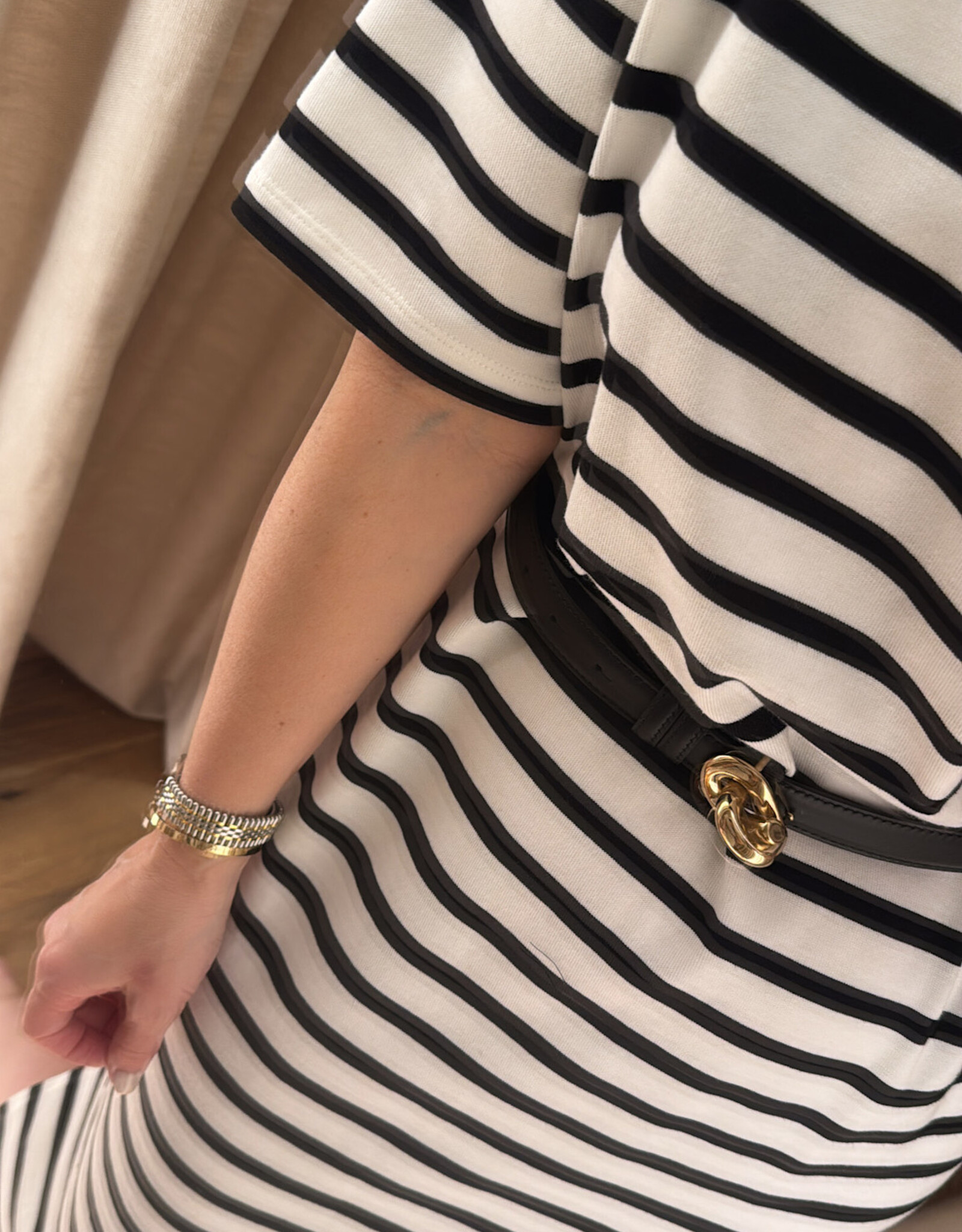 Âme Eva Dress Black Striped