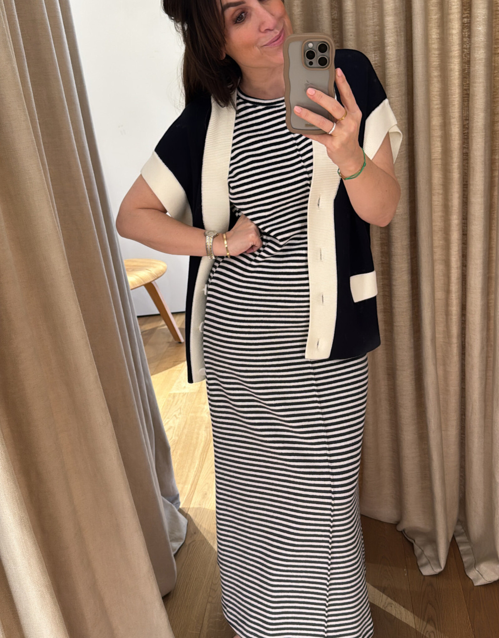 Collectors Club Diegotte Dress Ecru Navy
