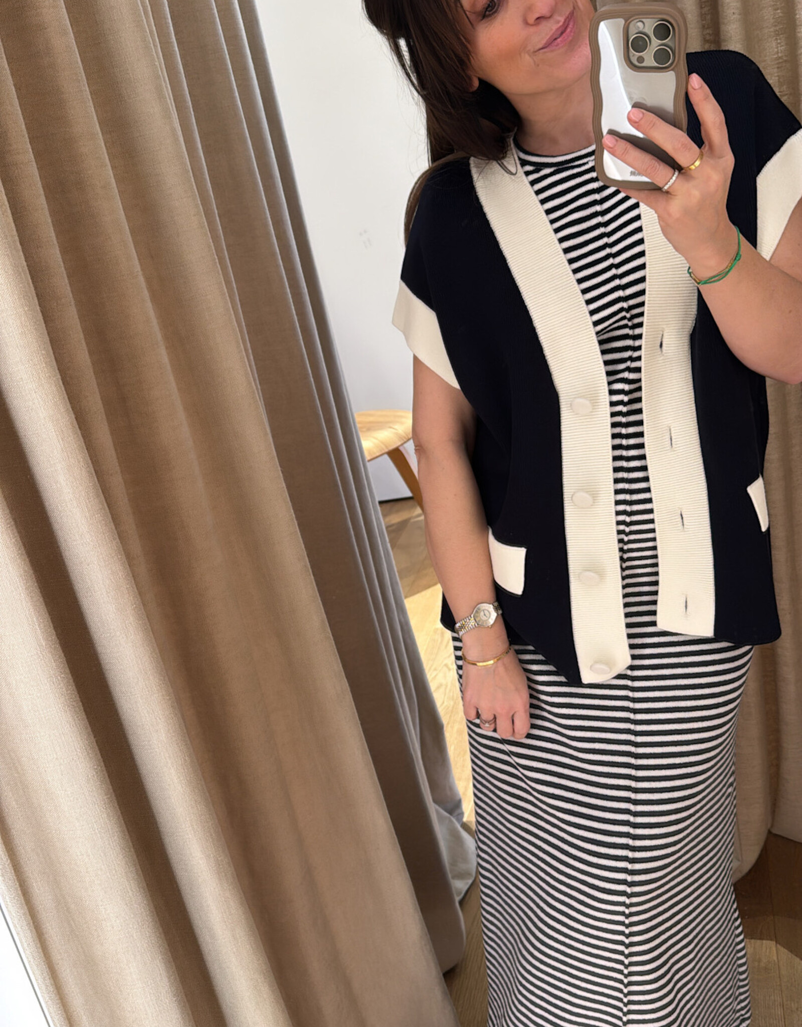 Collectors Club Diegotte Dress Ecru Navy