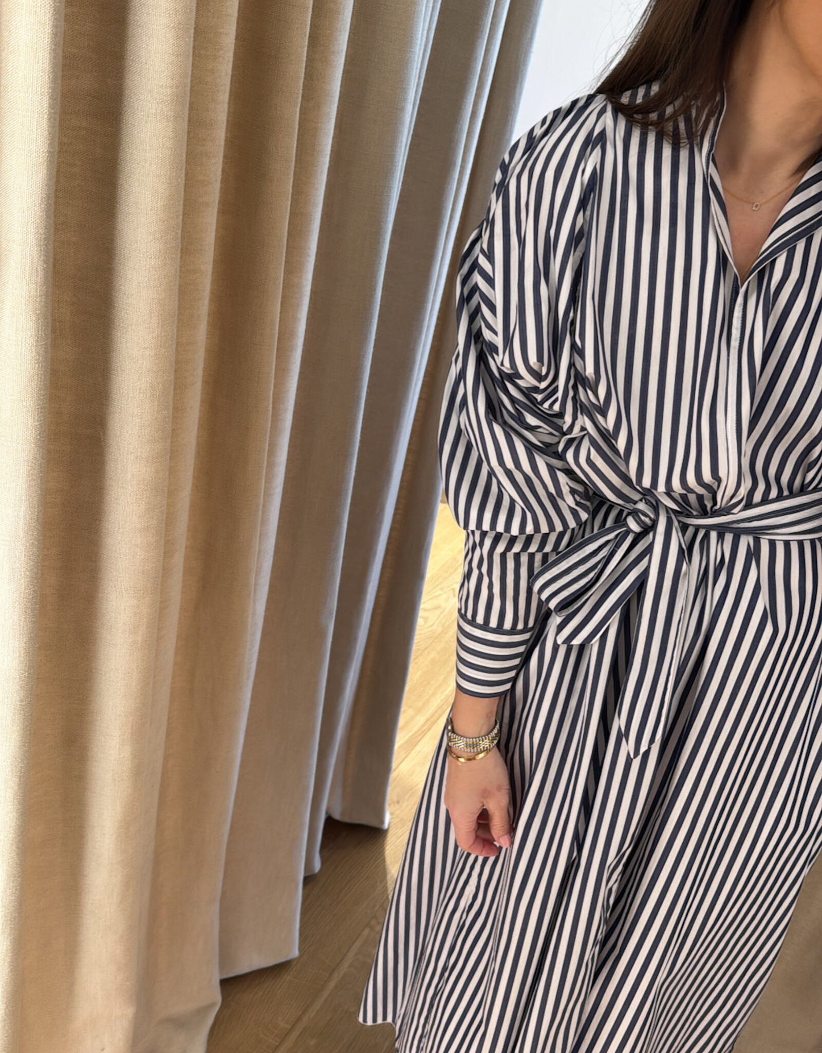 Collectors Club Donnie Dress Wide Blue Stripes