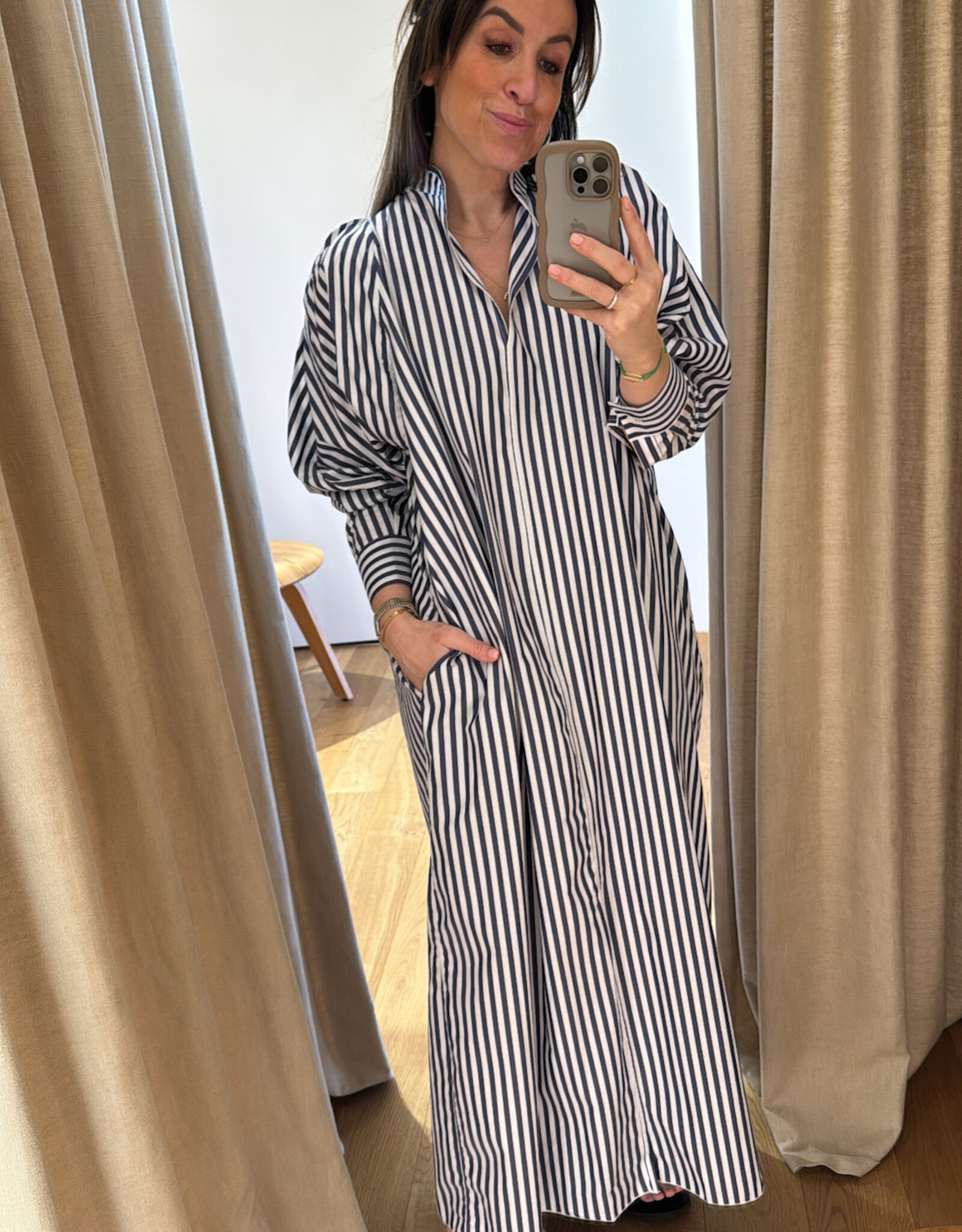 Collectors Club Donnie Dress Wide Blue Stripes