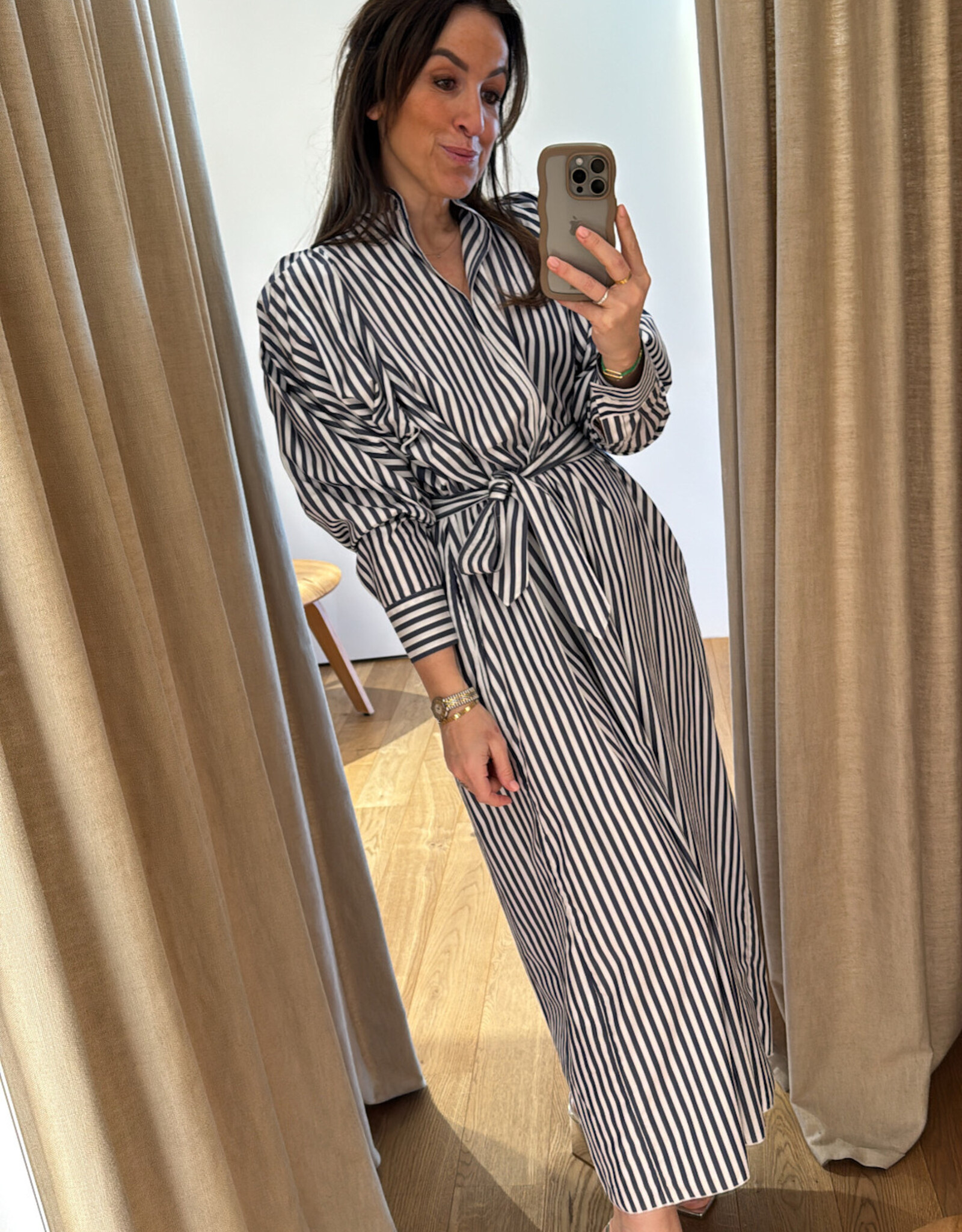 Collectors Club Donnie Dress Wide Blue Stripes