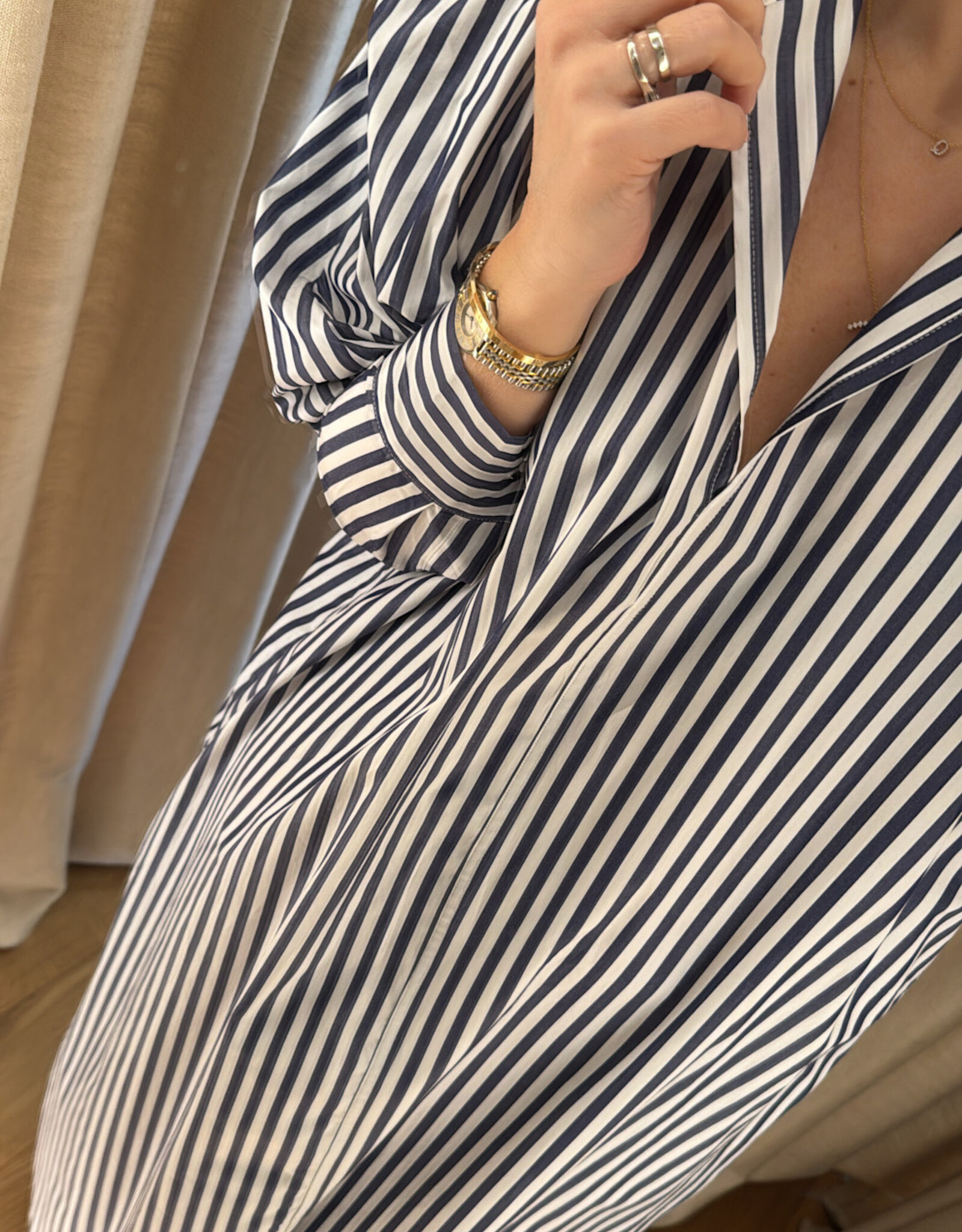 Collectors Club Donnie Dress Wide Blue Stripes