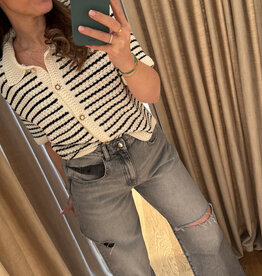 Cras Coleencras Kbit Blouse Black Stripe