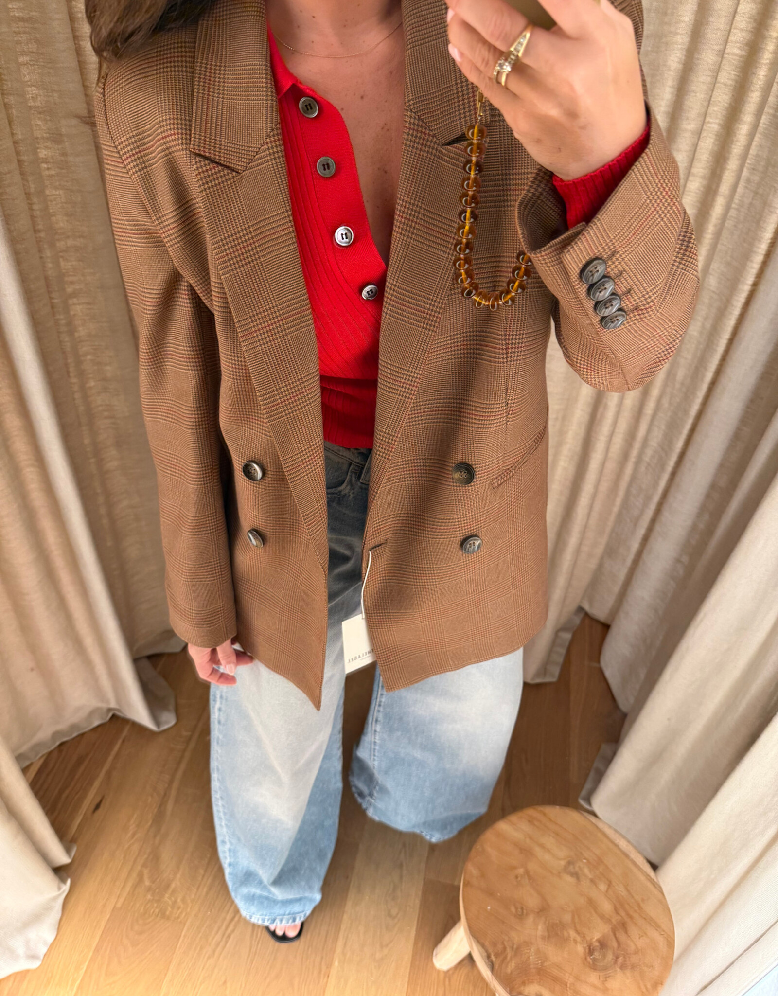 Liv The Label Indy Blazer Camel Prince of Wales