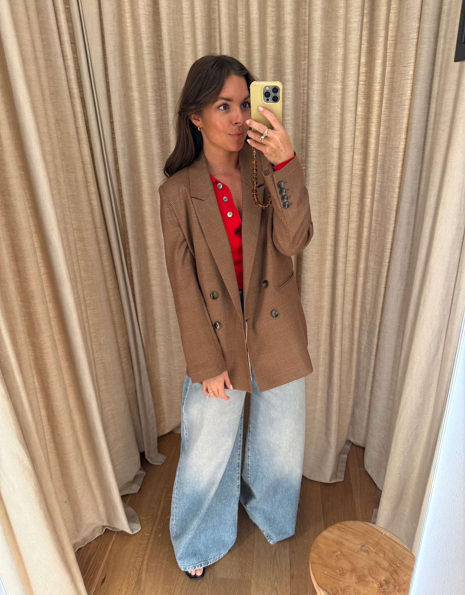 Liv The Label Indy Blazer Camel Prince of Wales