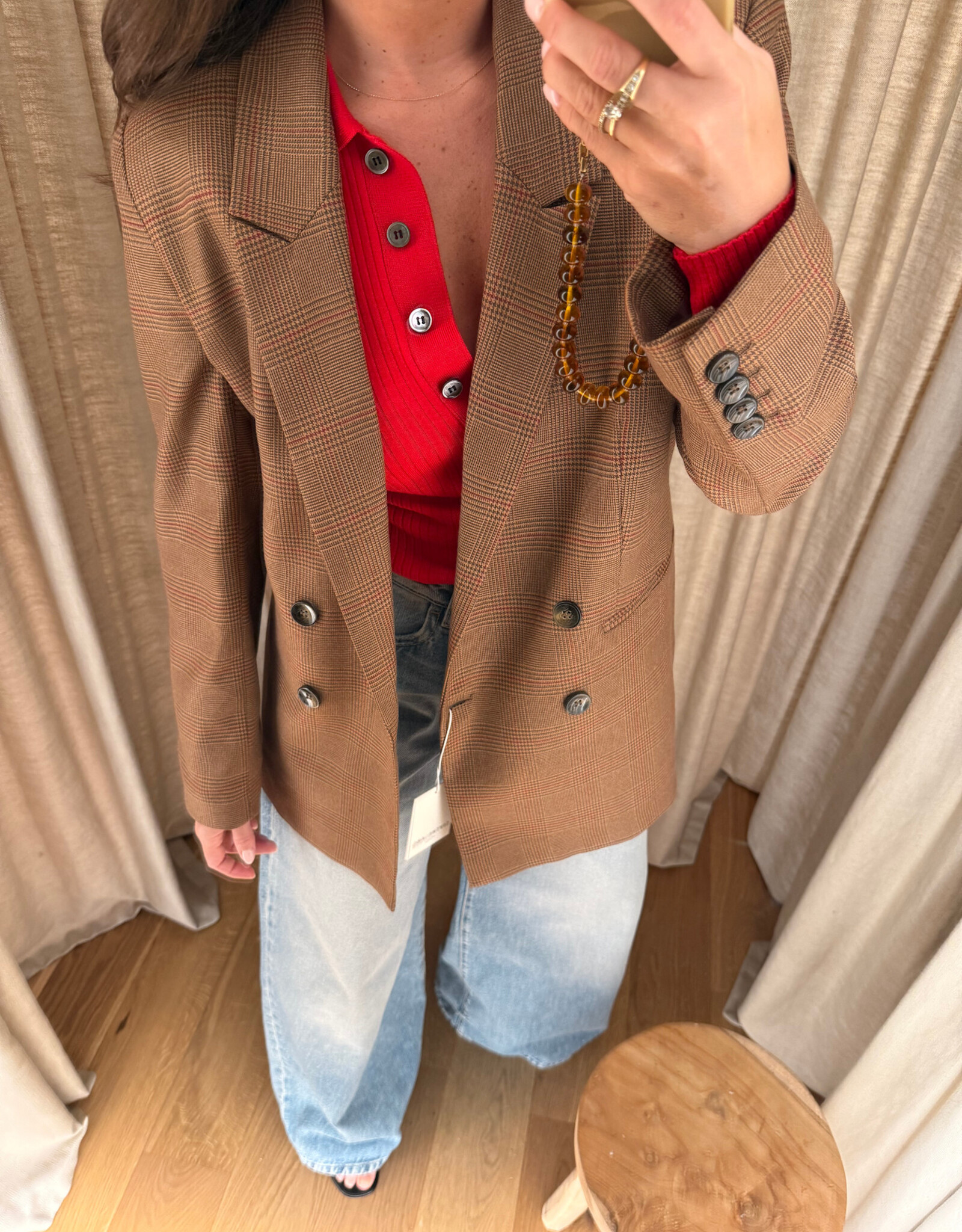 Liv The Label Indy Blazer Camel Prince of Wales