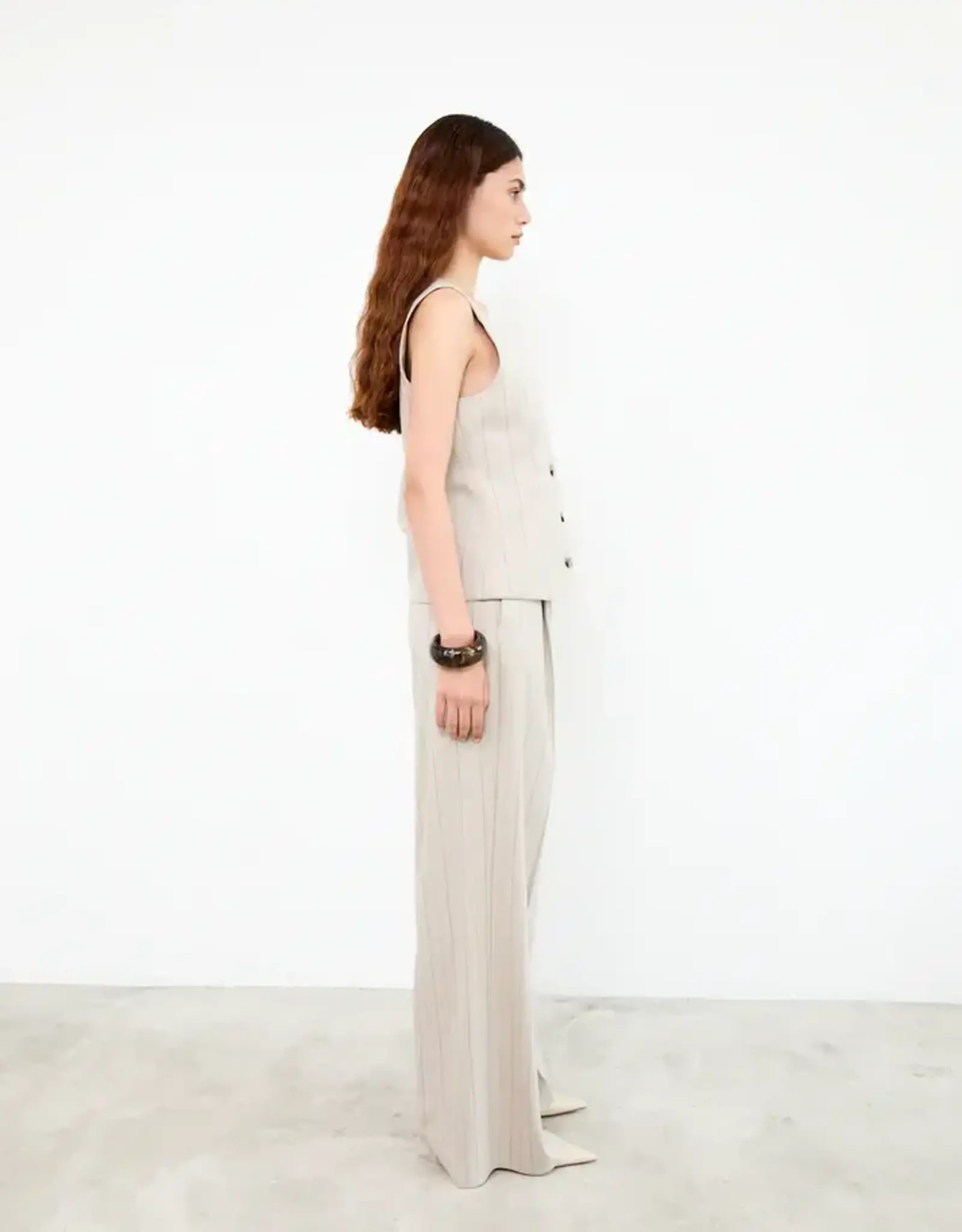 Liv The Label Logan Pants Beige Pinstripes