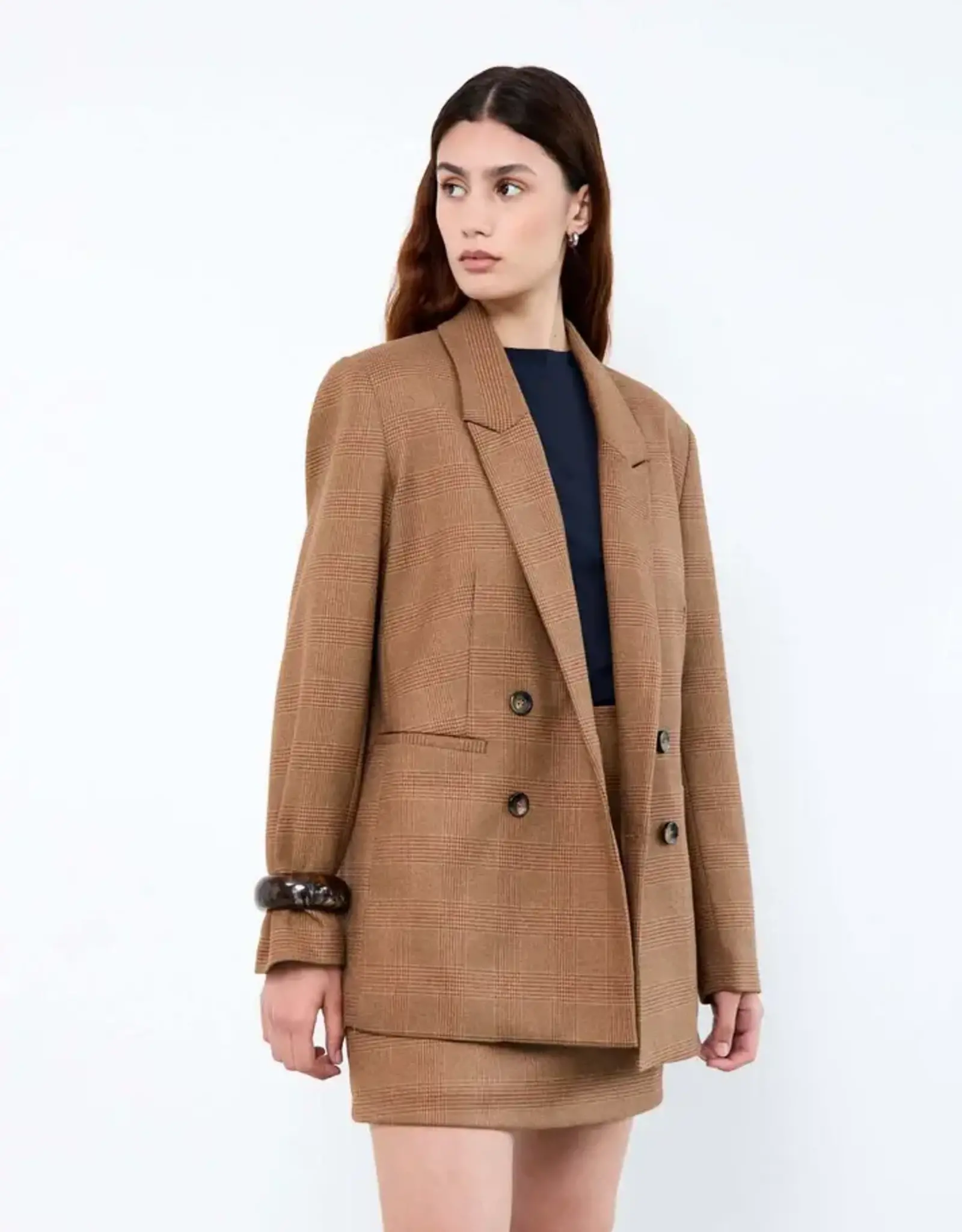 Liv The Label Maggie Mini Skirt Camel Prince of Wales