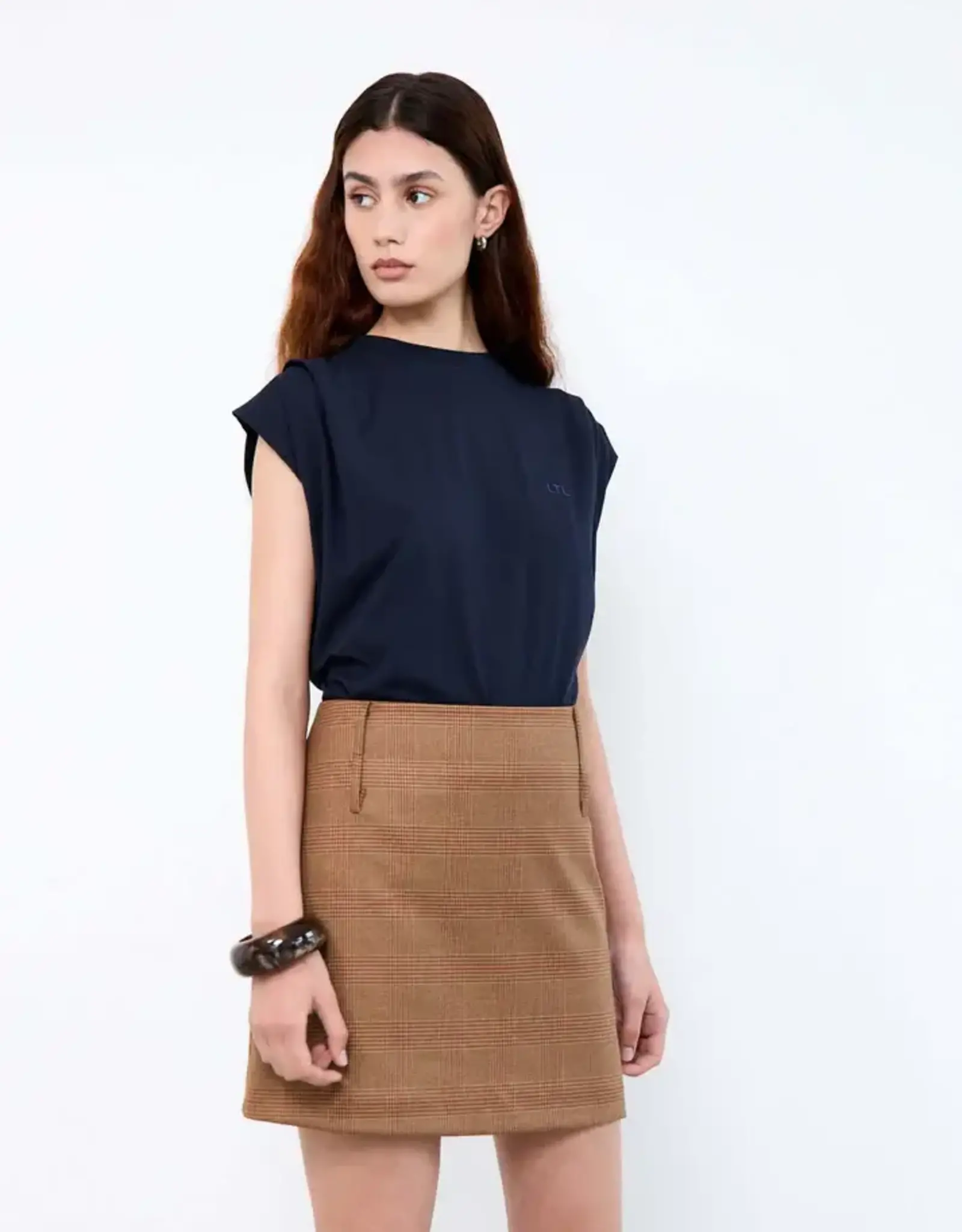 Liv The Label Maggie Mini Skirt Camel Prince of Wales