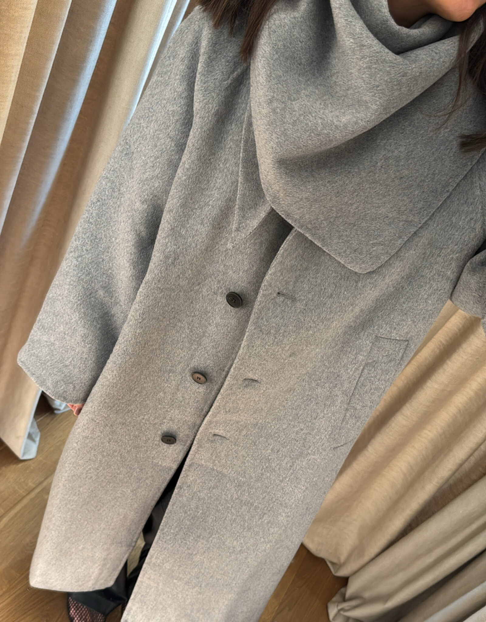 Edited Alea Coat with scarf Grey Melange
