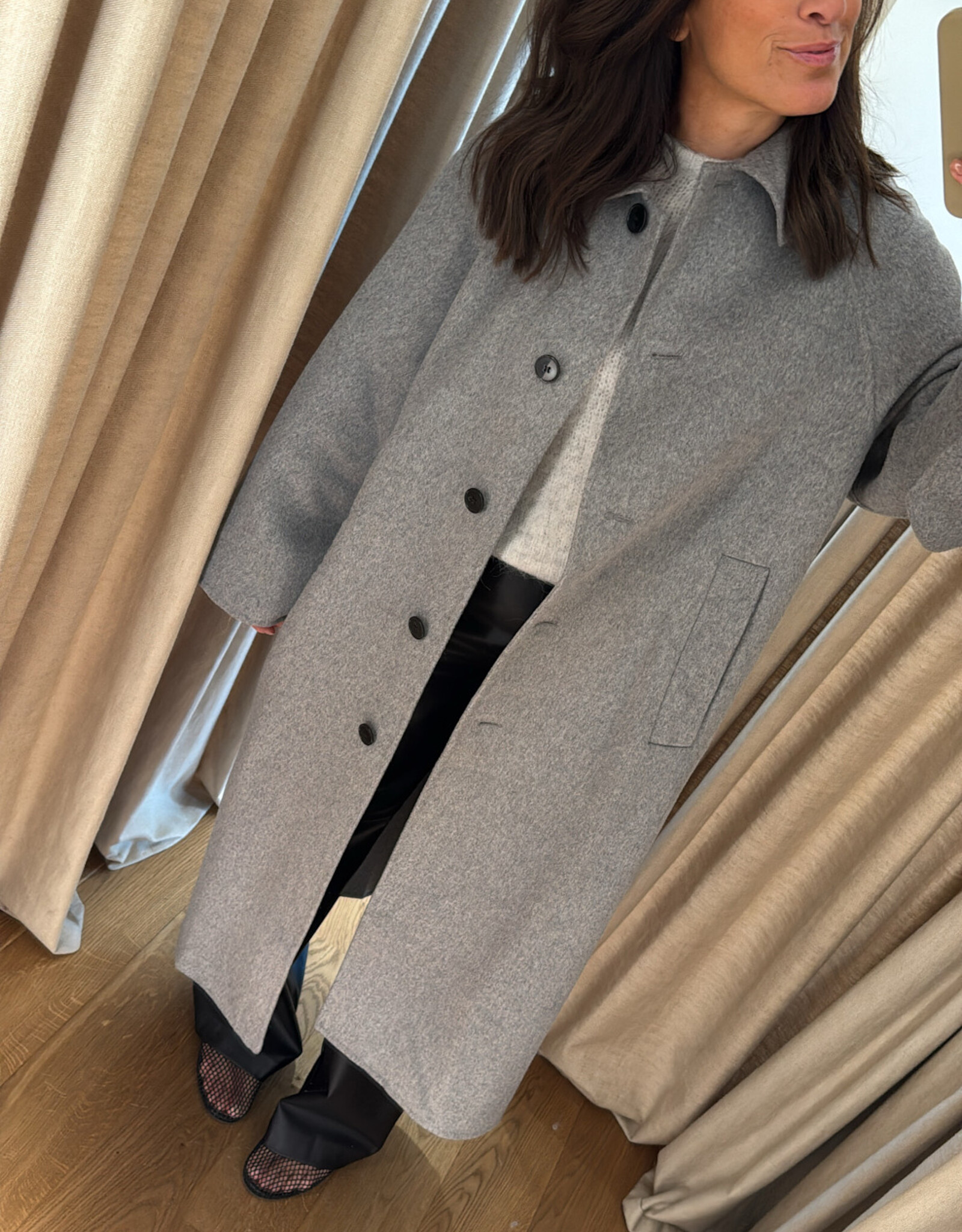 Edited Alea Coat with scarf Grey Melange