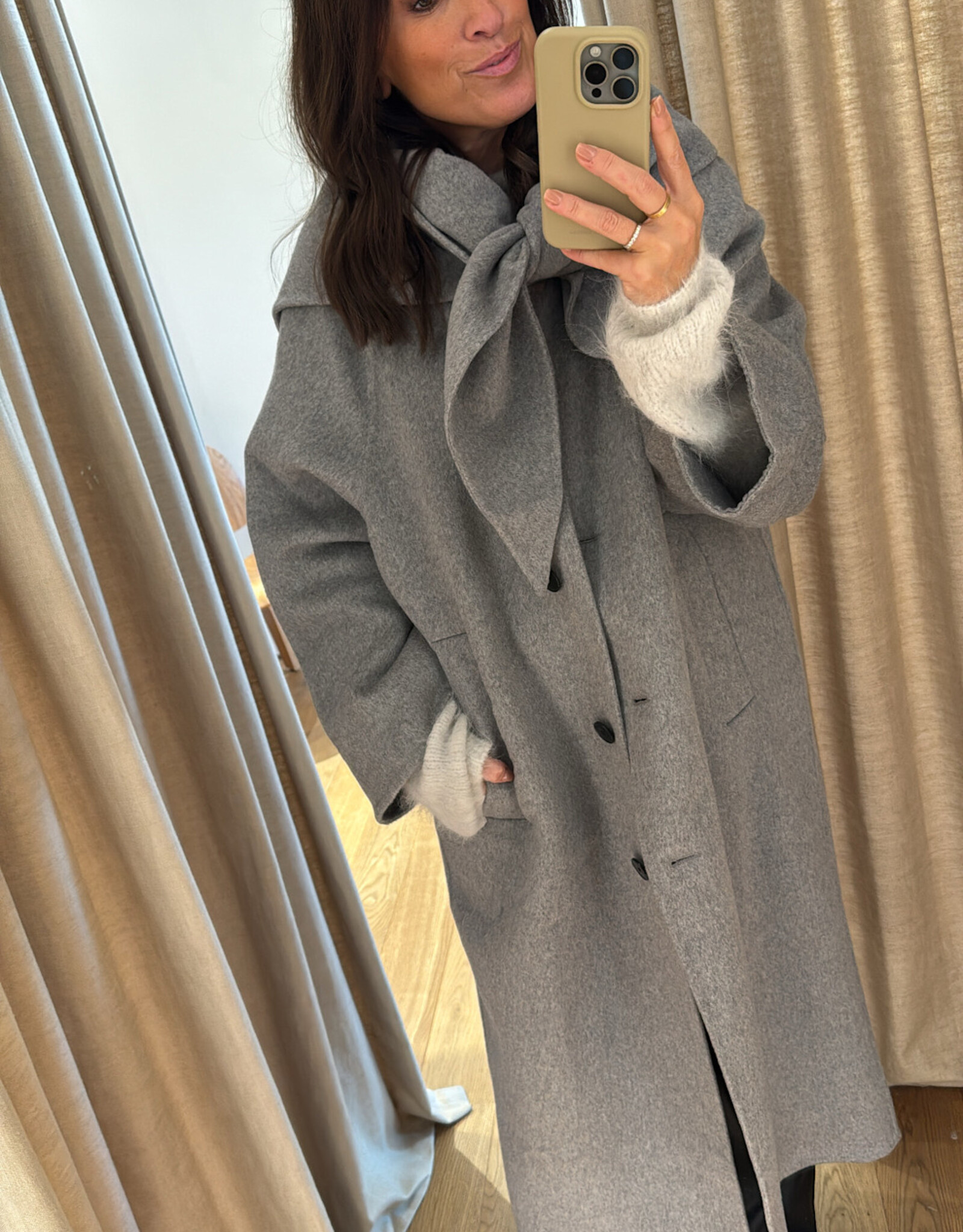 Edited Alea Coat with scarf Grey Melange