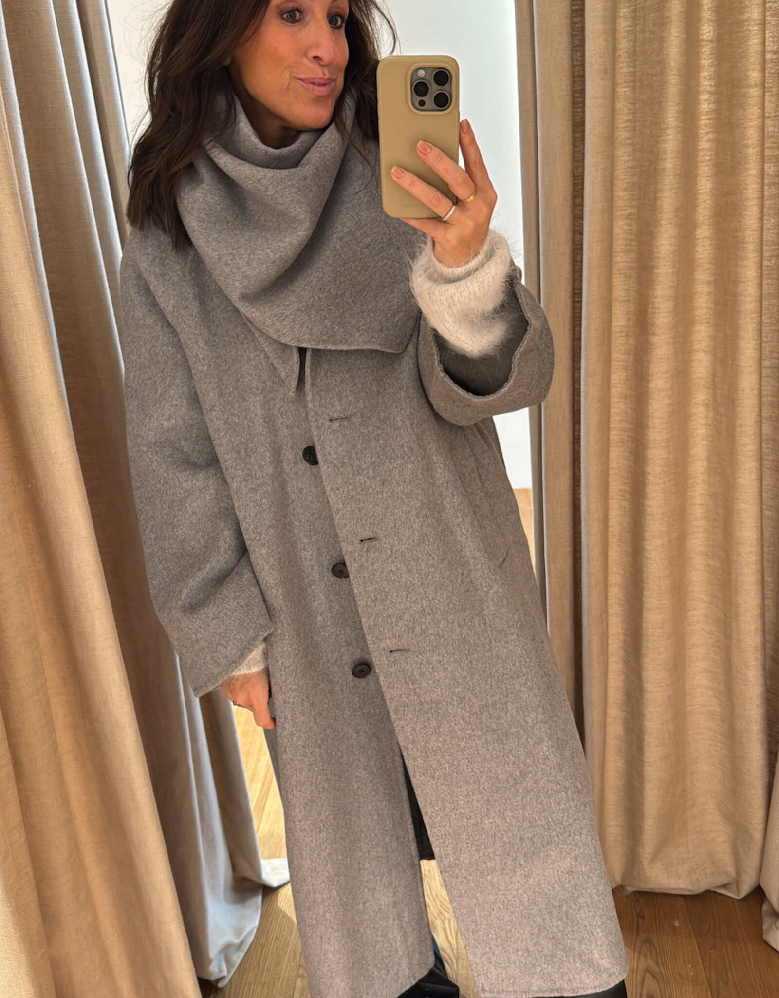 Edited Alea Coat with scarf Grey Melange