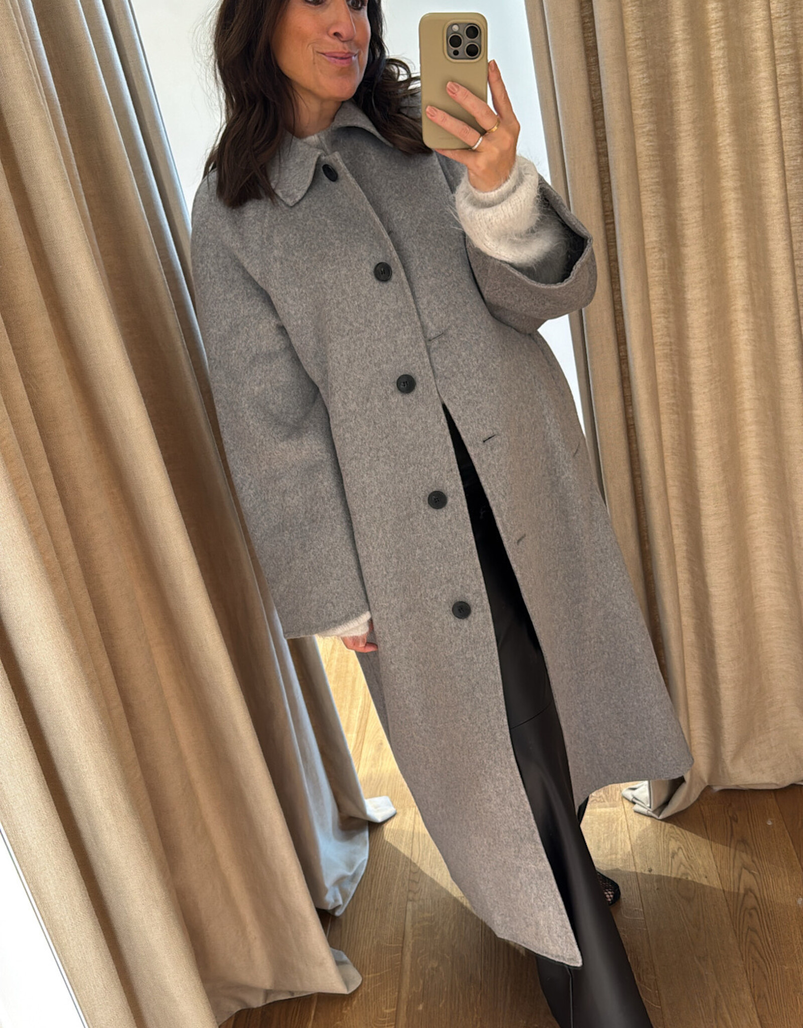 Edited Alea Coat with scarf Grey Melange