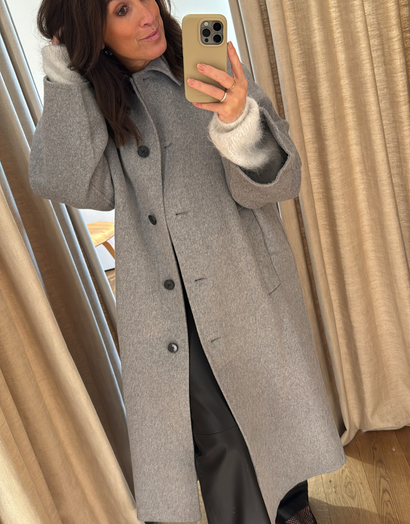 Edited Alea Coat with scarf Grey Melange