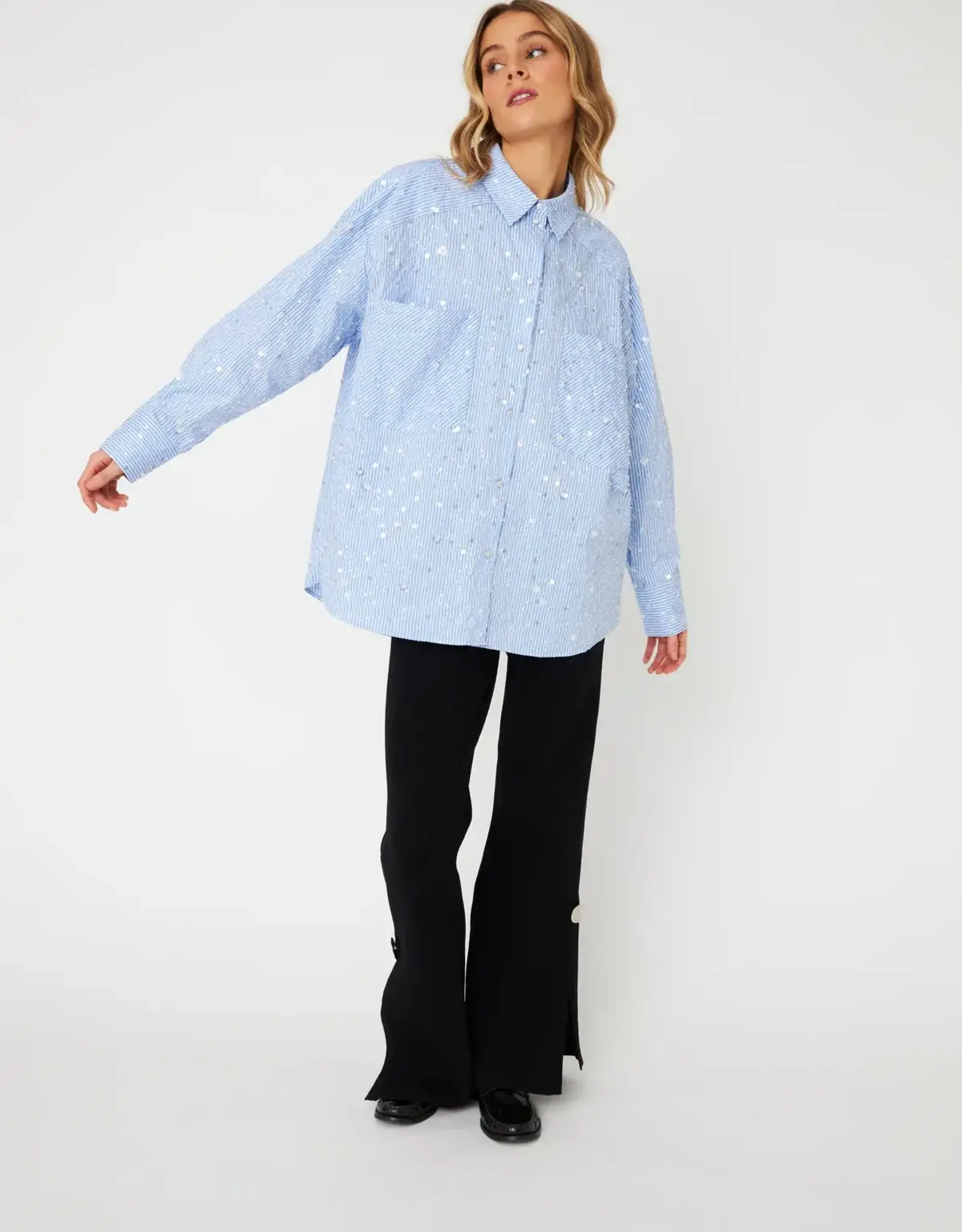 Cras Elliecras Shirt Blue Sequin Stripe
