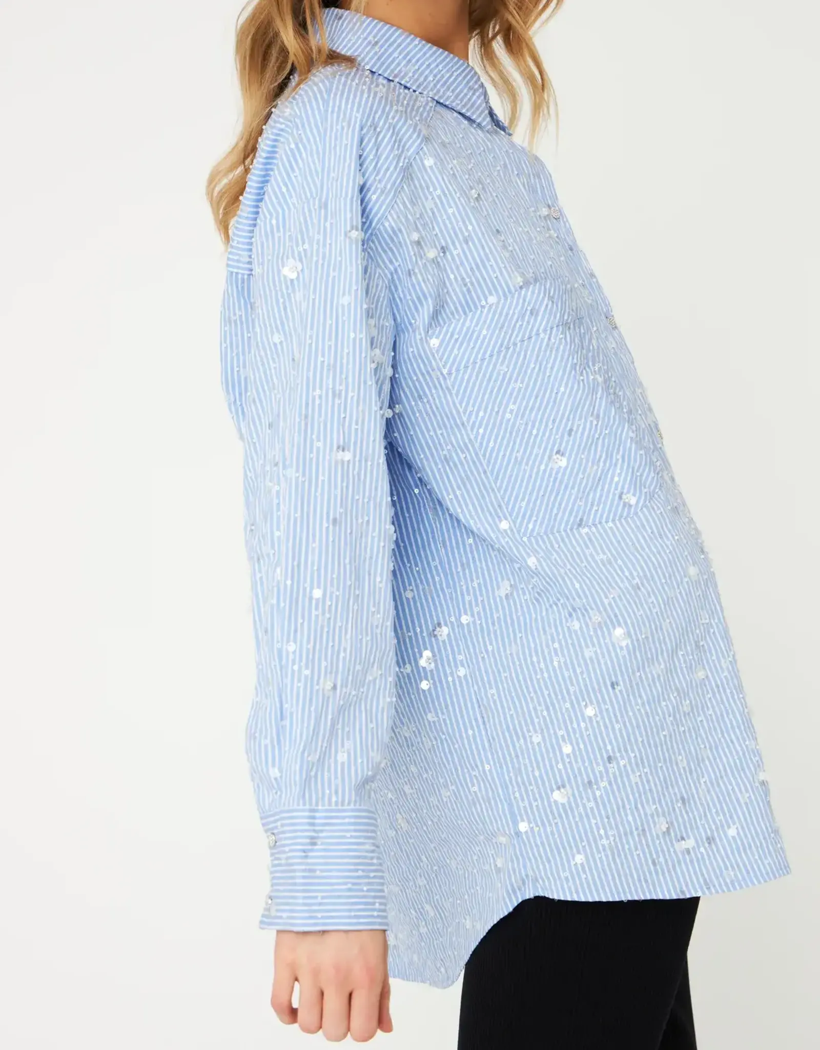 Cras Elliecras Shirt Blue Sequin Stripe