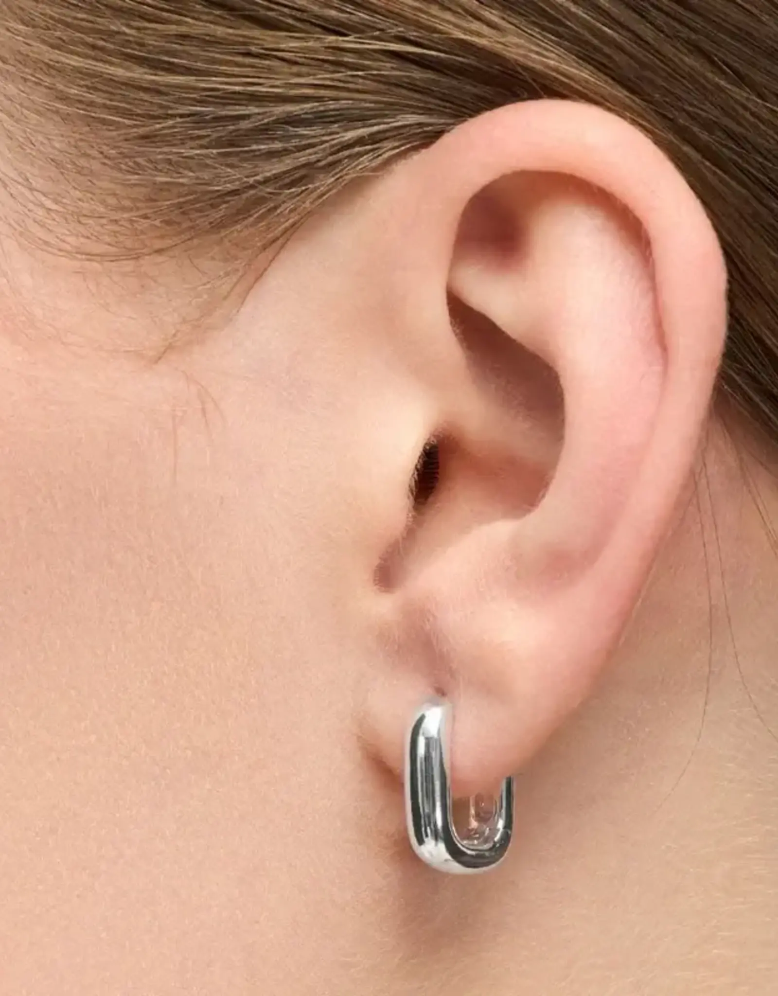 Lulu Chunky Square Hoops Silver per stuk