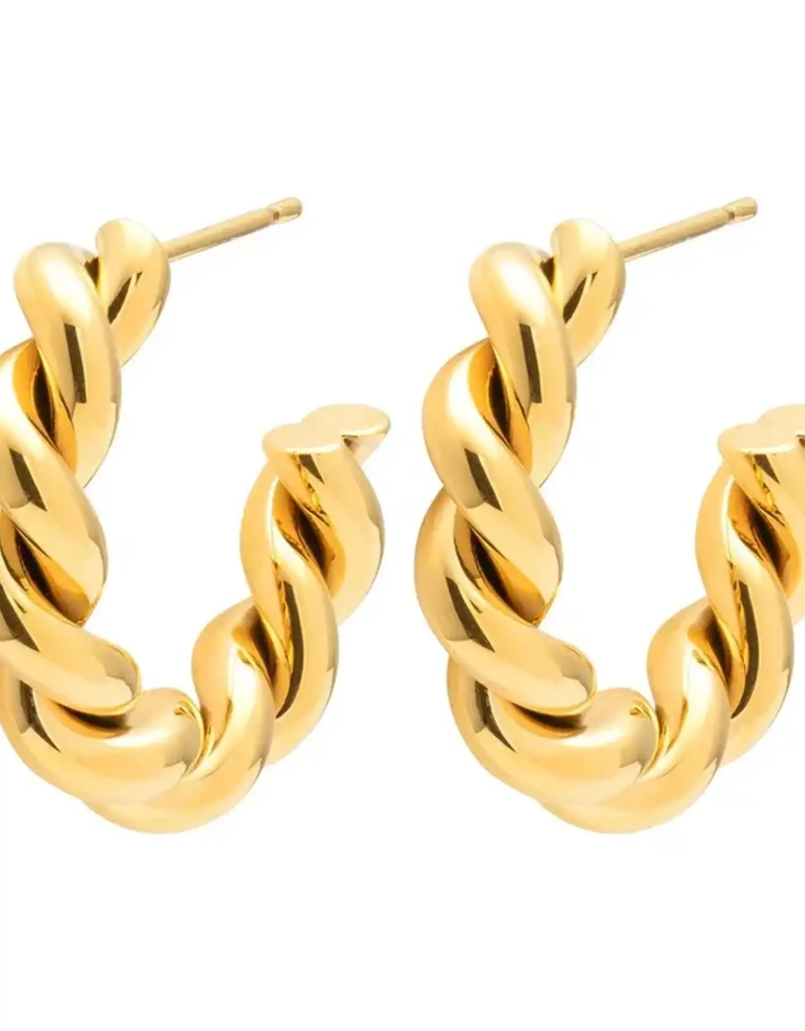 Lulu Chunky Twisted Hoops Gold per stuk