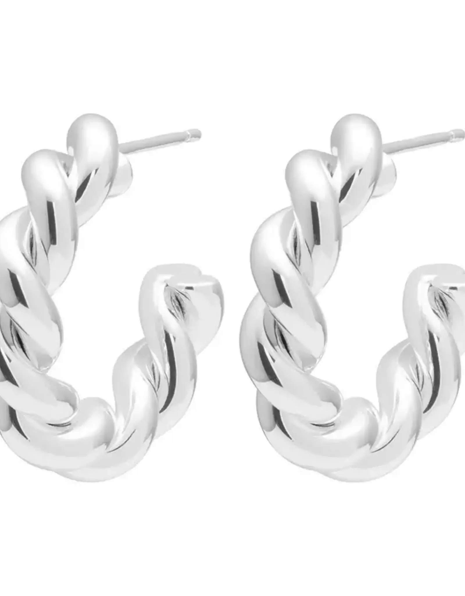 Lulu Chunky Twisted Hoops Silver per stuk