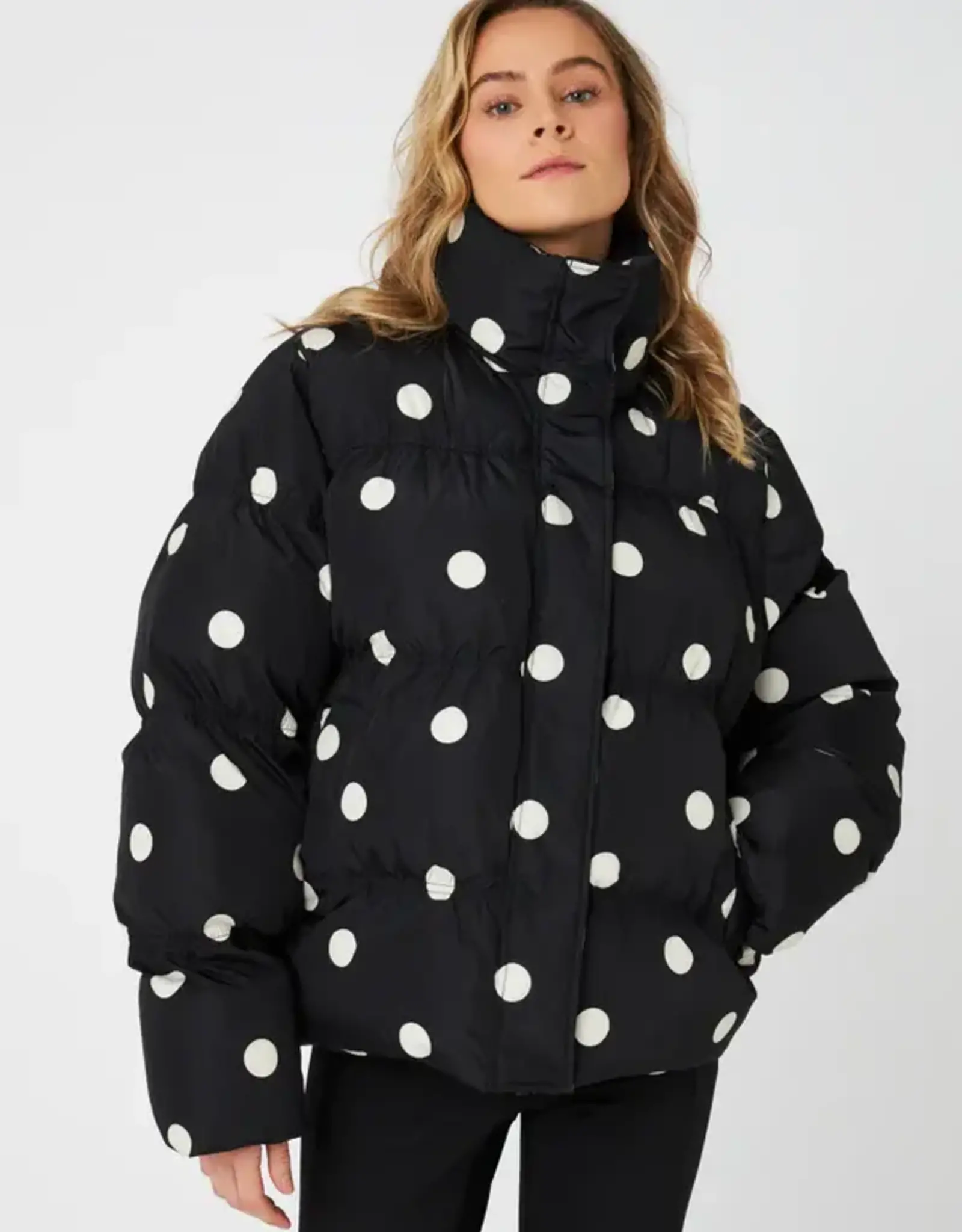 Cras Valenciacras Puffer Jacket Black White Dot