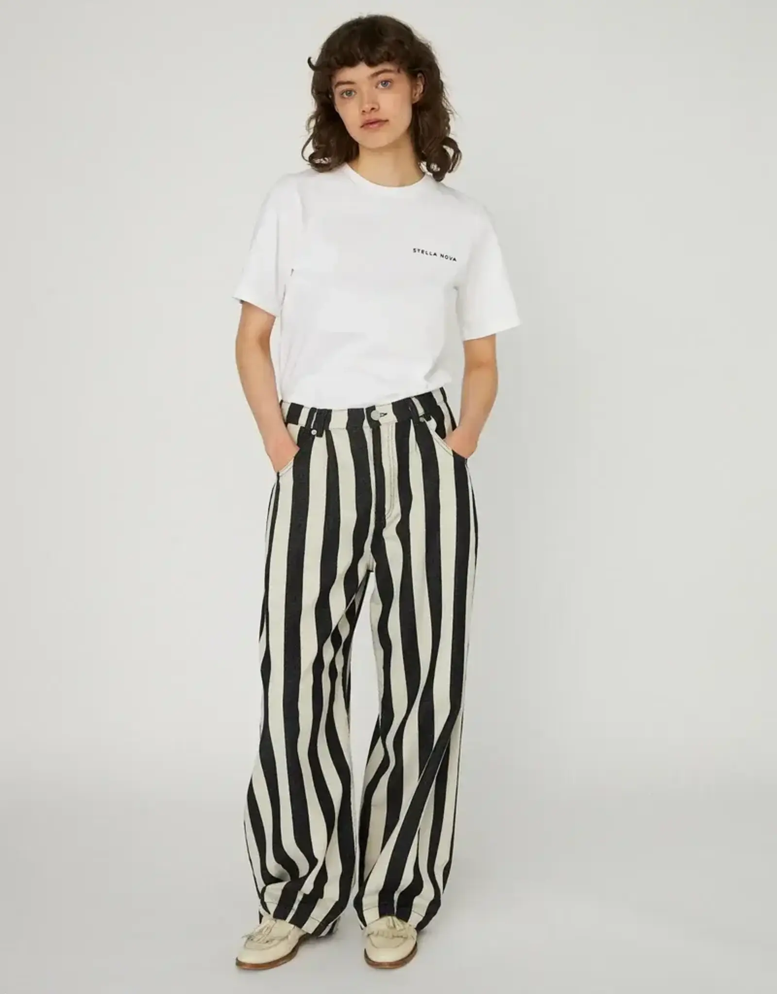 Stella Nova Striped Pants Black Creme