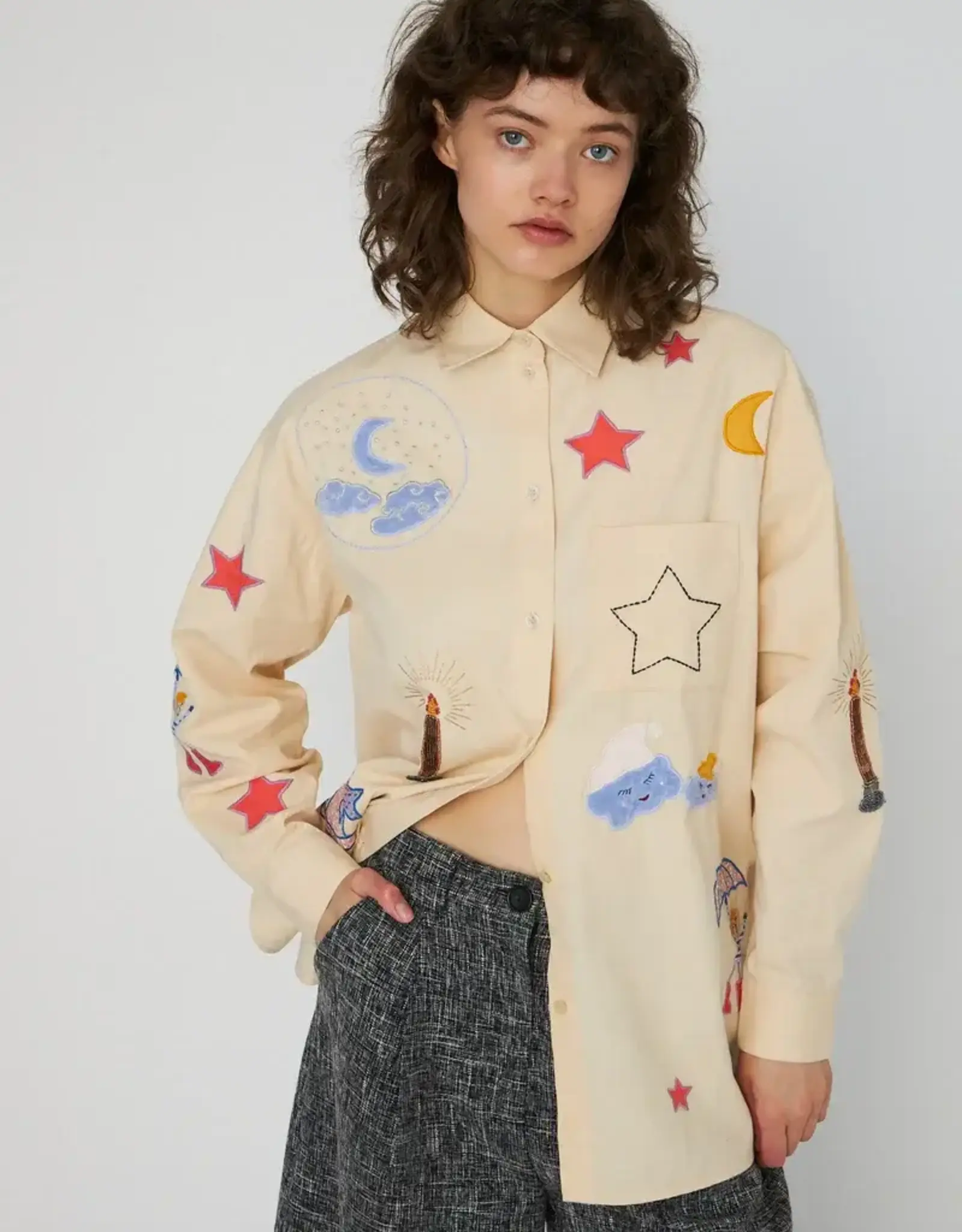 Stella Nova Bead Embellished Shirt Creme Brûlée