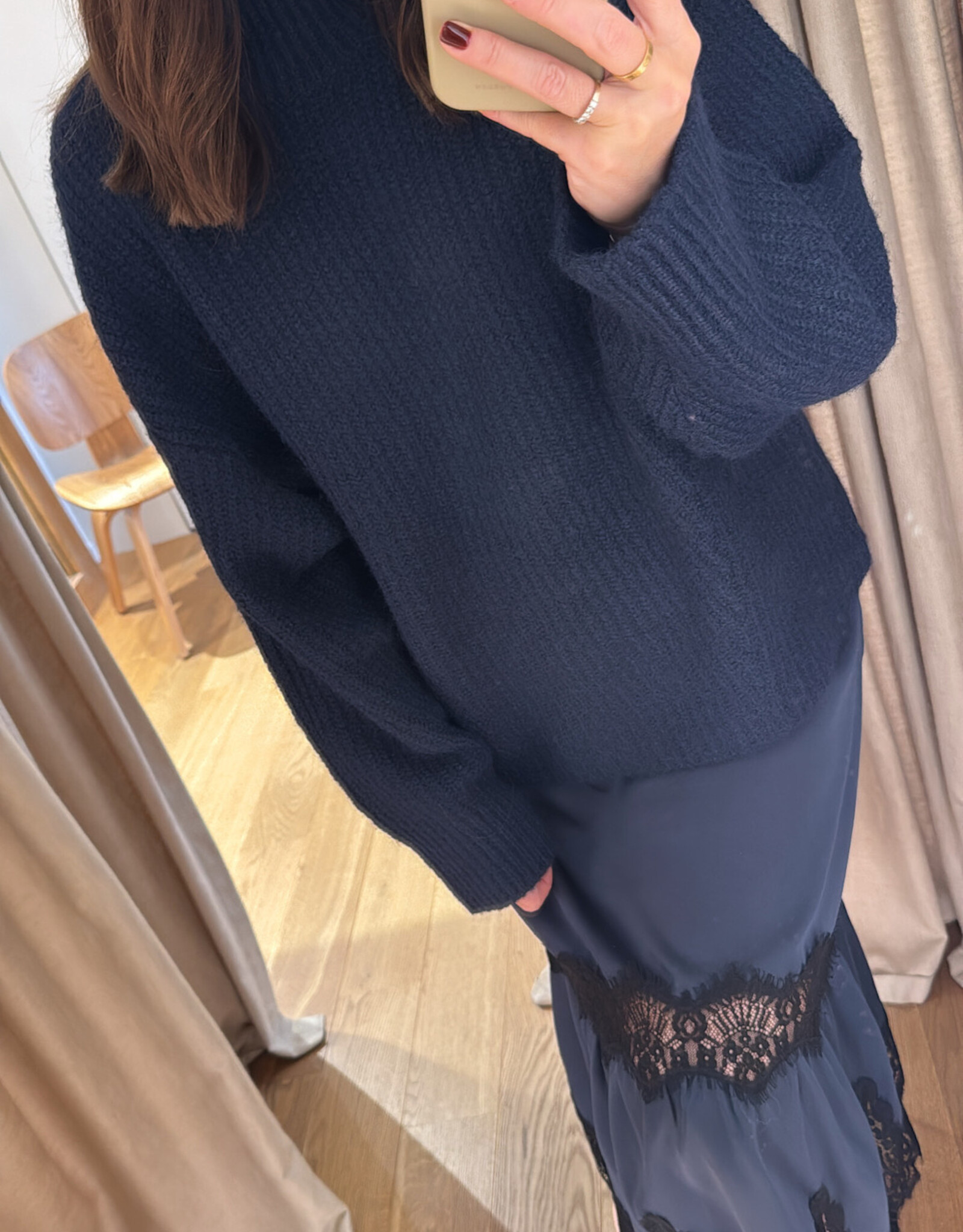Stella Nova Lace Midi Skirt Ultra Navy