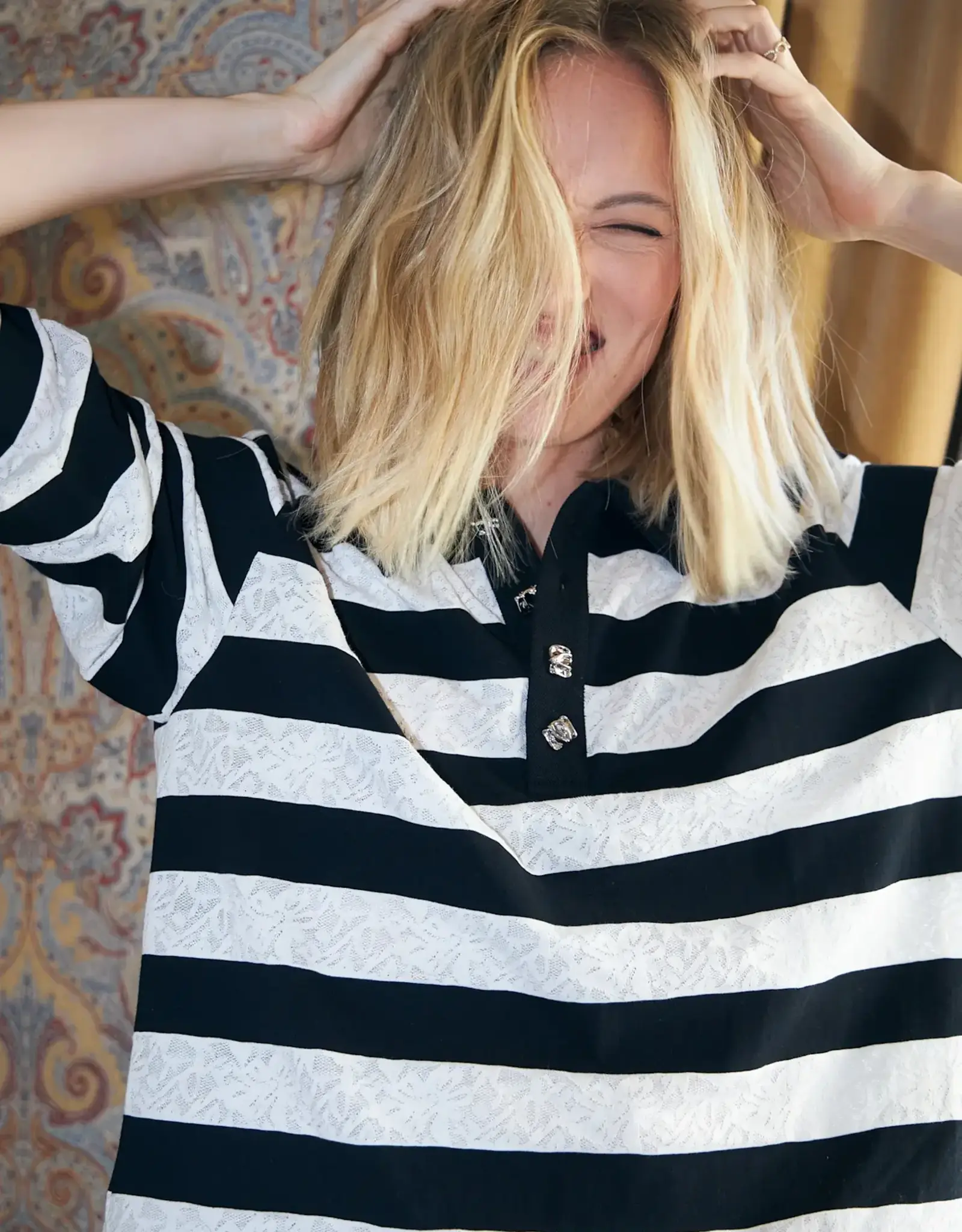 Cras Beacras Blouse Black White