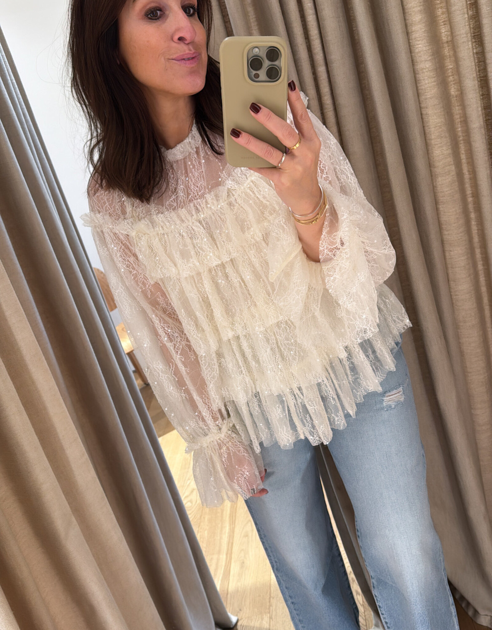 Stella Nova Sheer Frill Lace Blouse