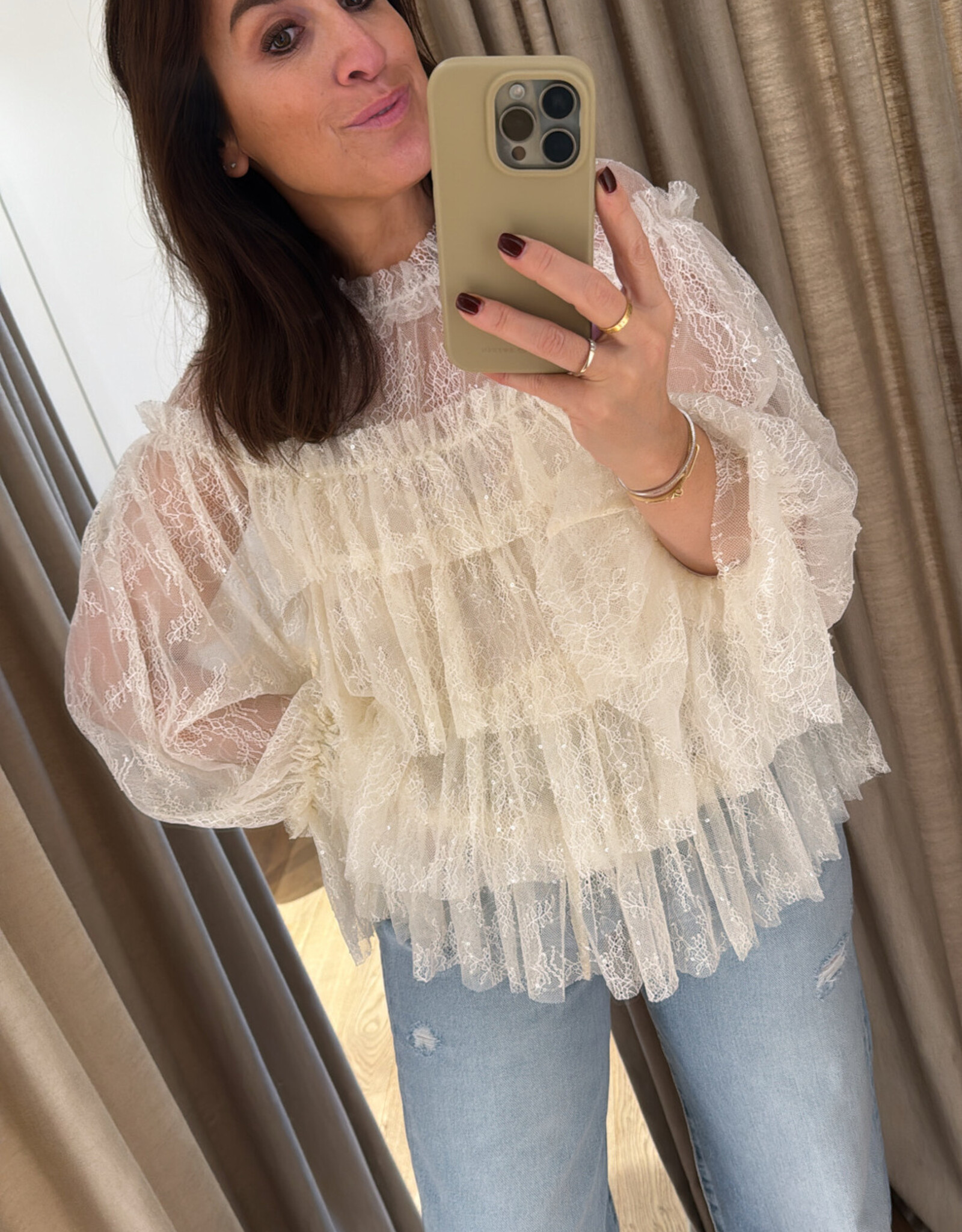 Stella Nova Sheer Frill Lace Blouse