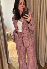 Liv The Label Millie Blazer Burgundy Checked