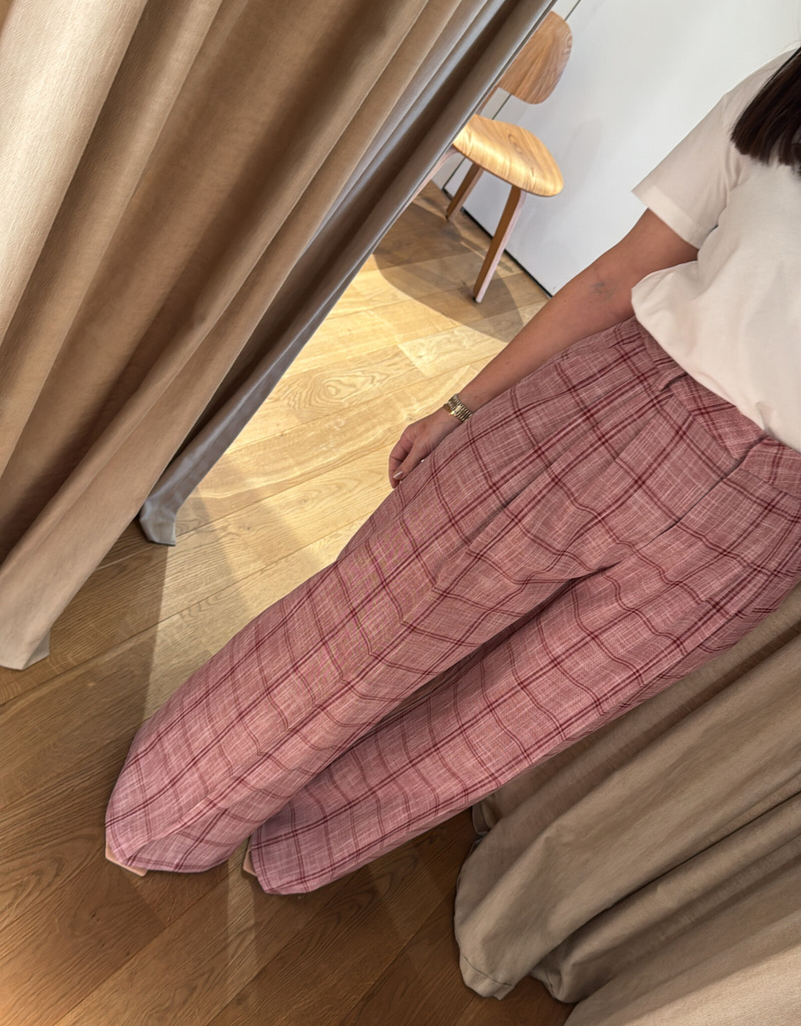 Liv The Label Camille Trousers Burgundy Checked
