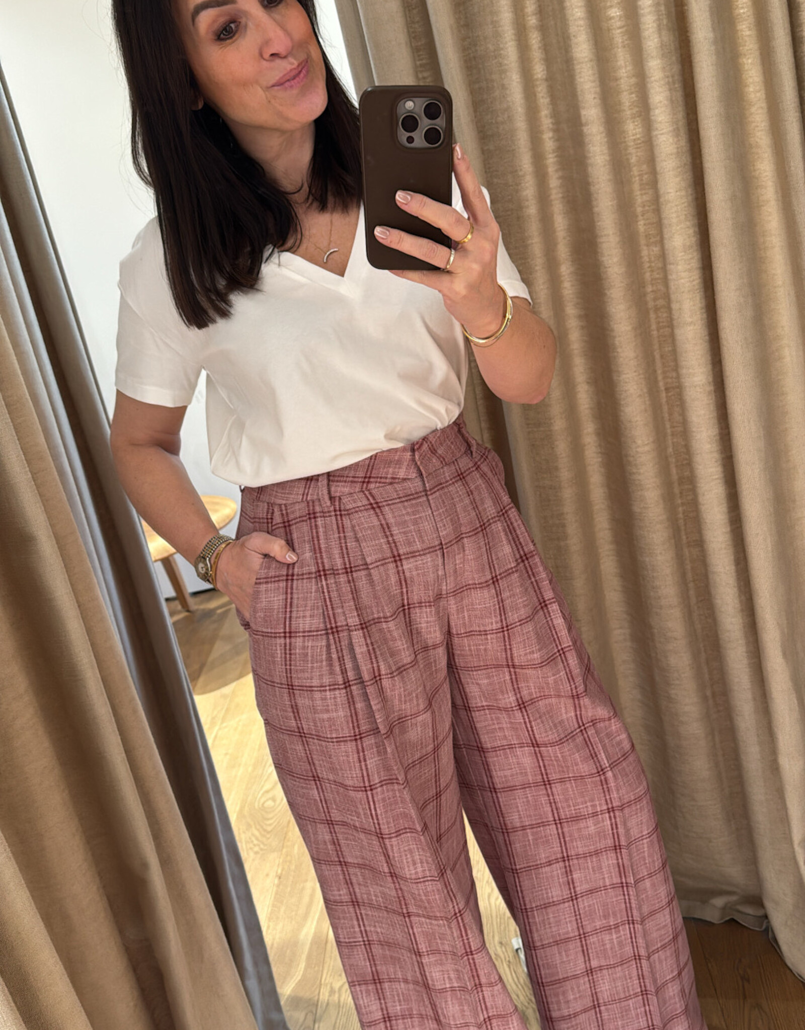 Liv The Label Camille Trousers Burgundy Checked
