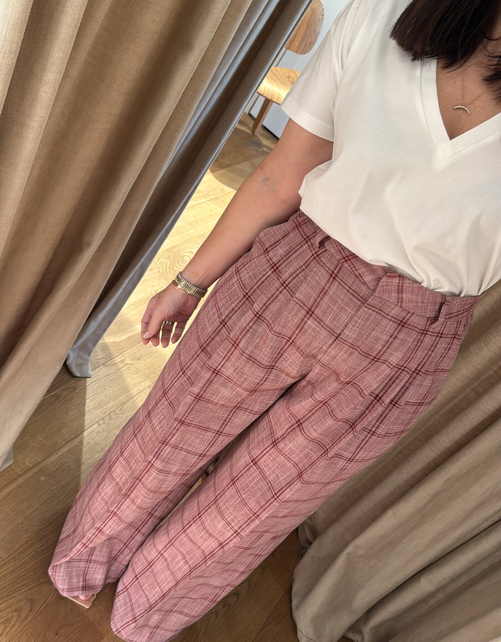 Liv The Label Camille Trousers Burgundy Checked