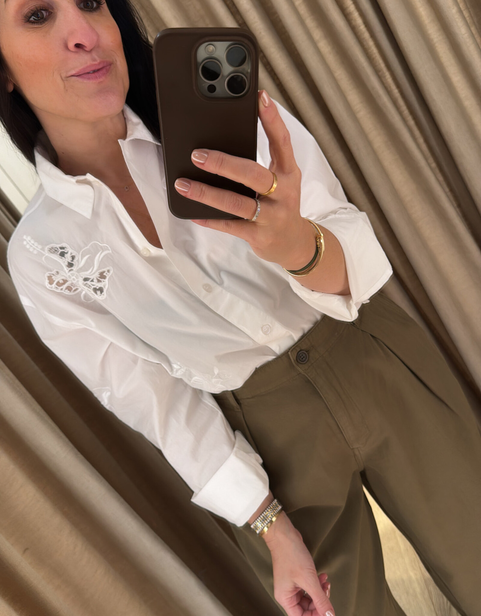 Stella Nova Embroidered Shirt in Cotton White