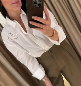 Stella Nova Embroidered Shirt in Cotton White