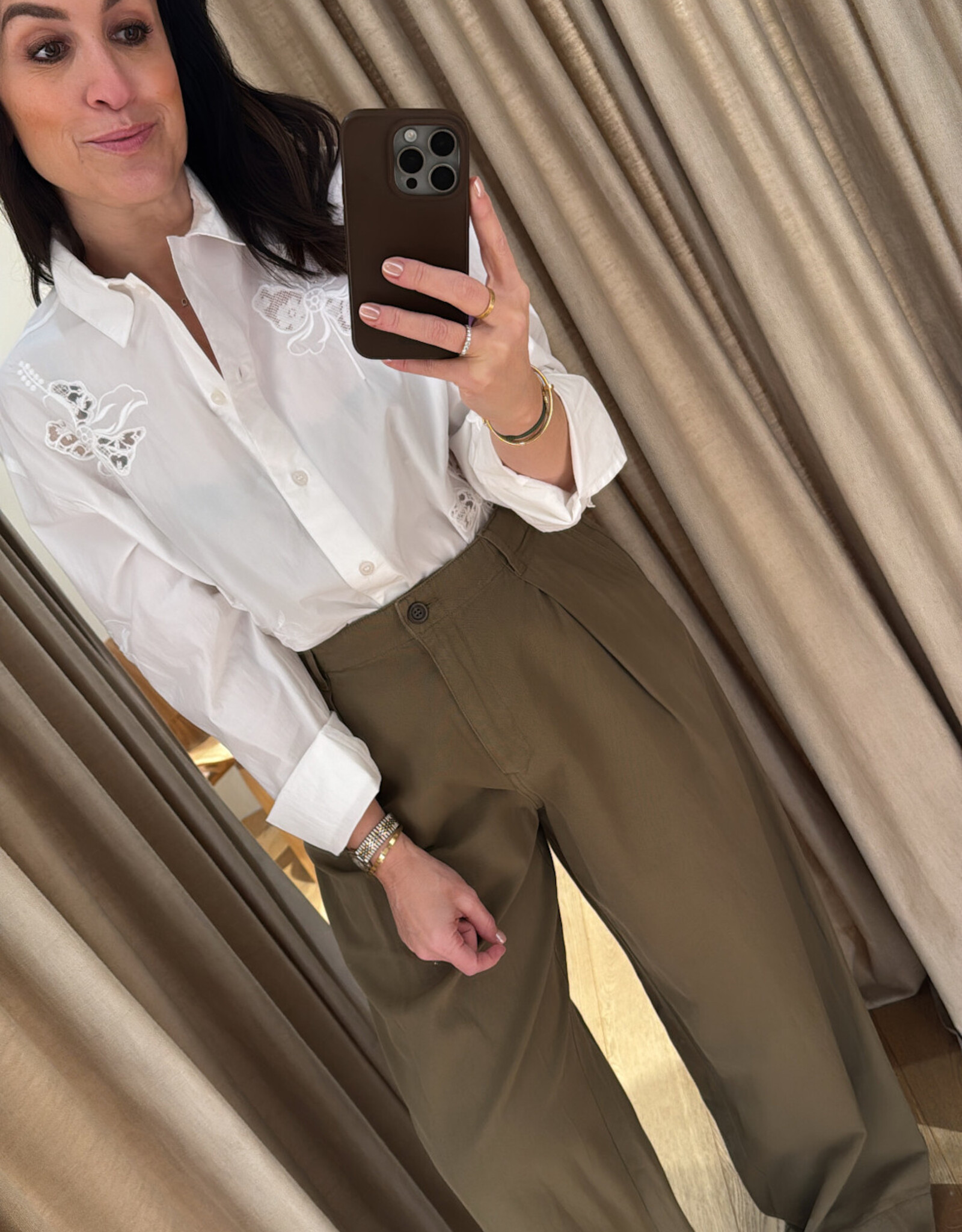 Stella Nova Embroidered Shirt in Cotton White