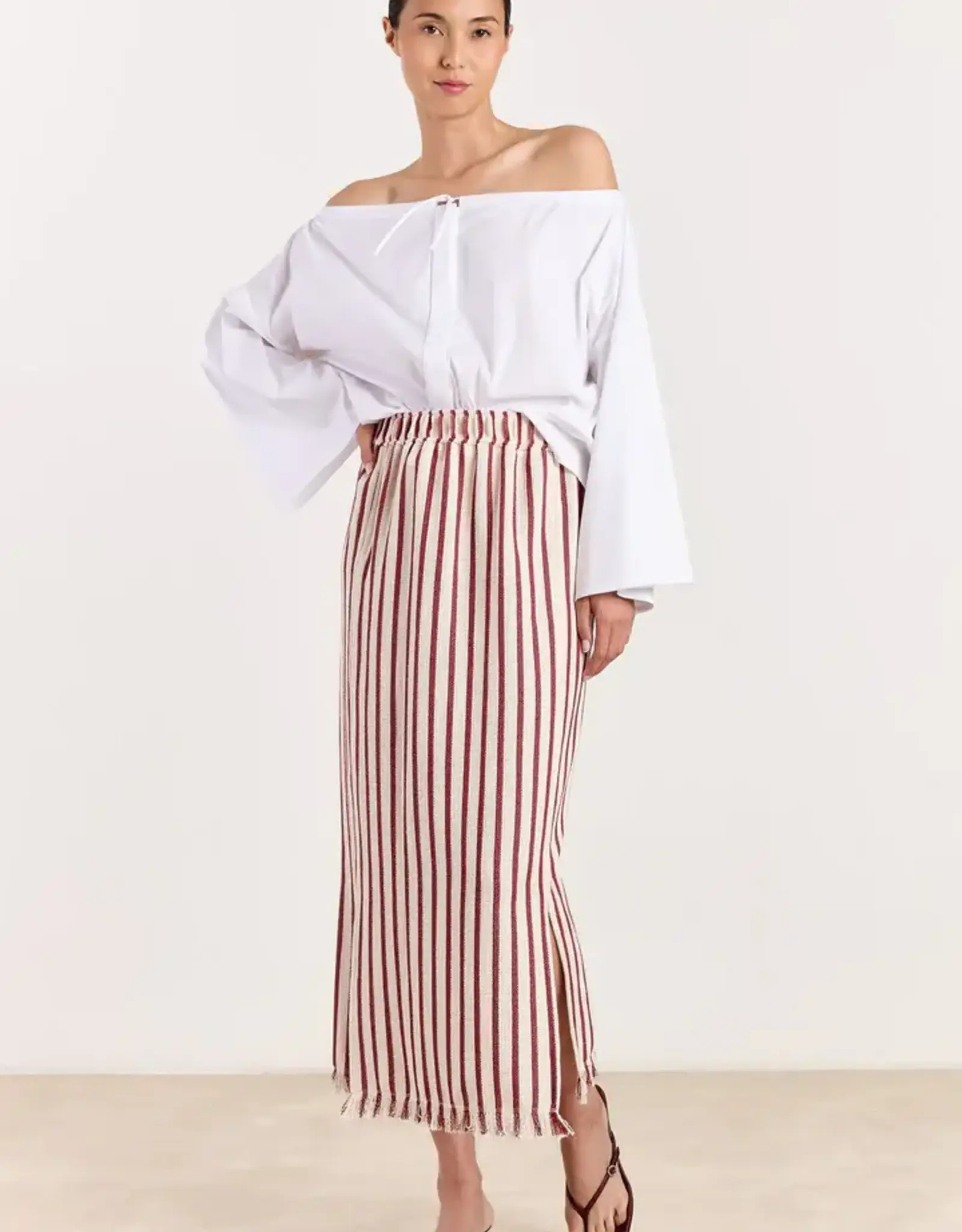 Studio Clique Missie Loose Woven Stripe Deep Red