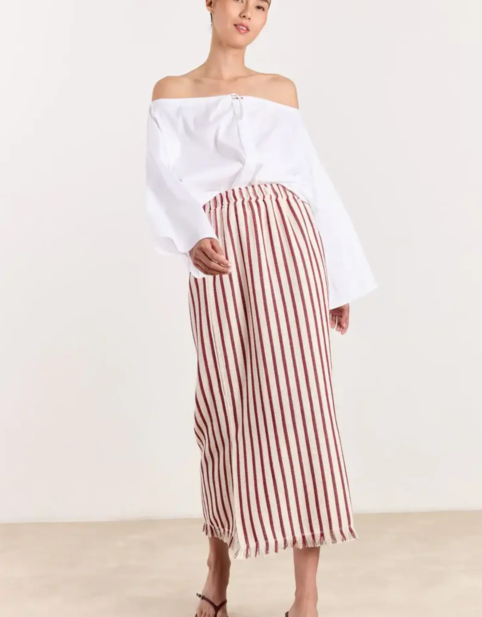 Studio Clique Missie Loose Woven Stripe Deep Red