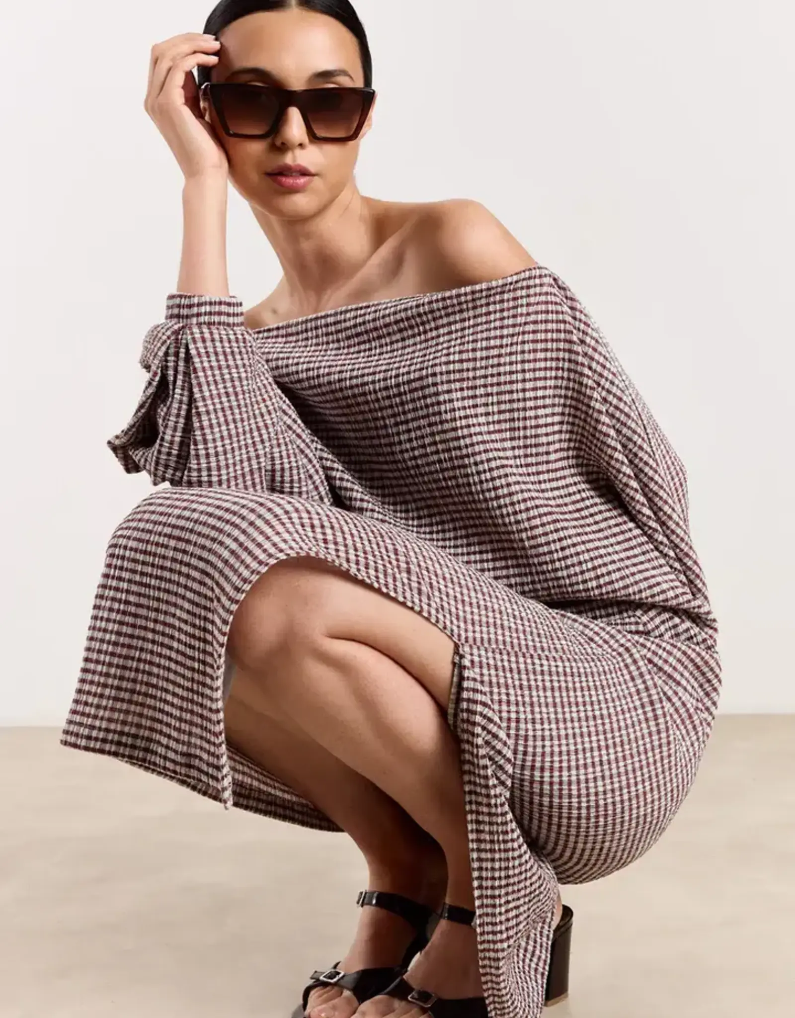 Studio Clique An Seersucker Checks Cranberry/Light Grey